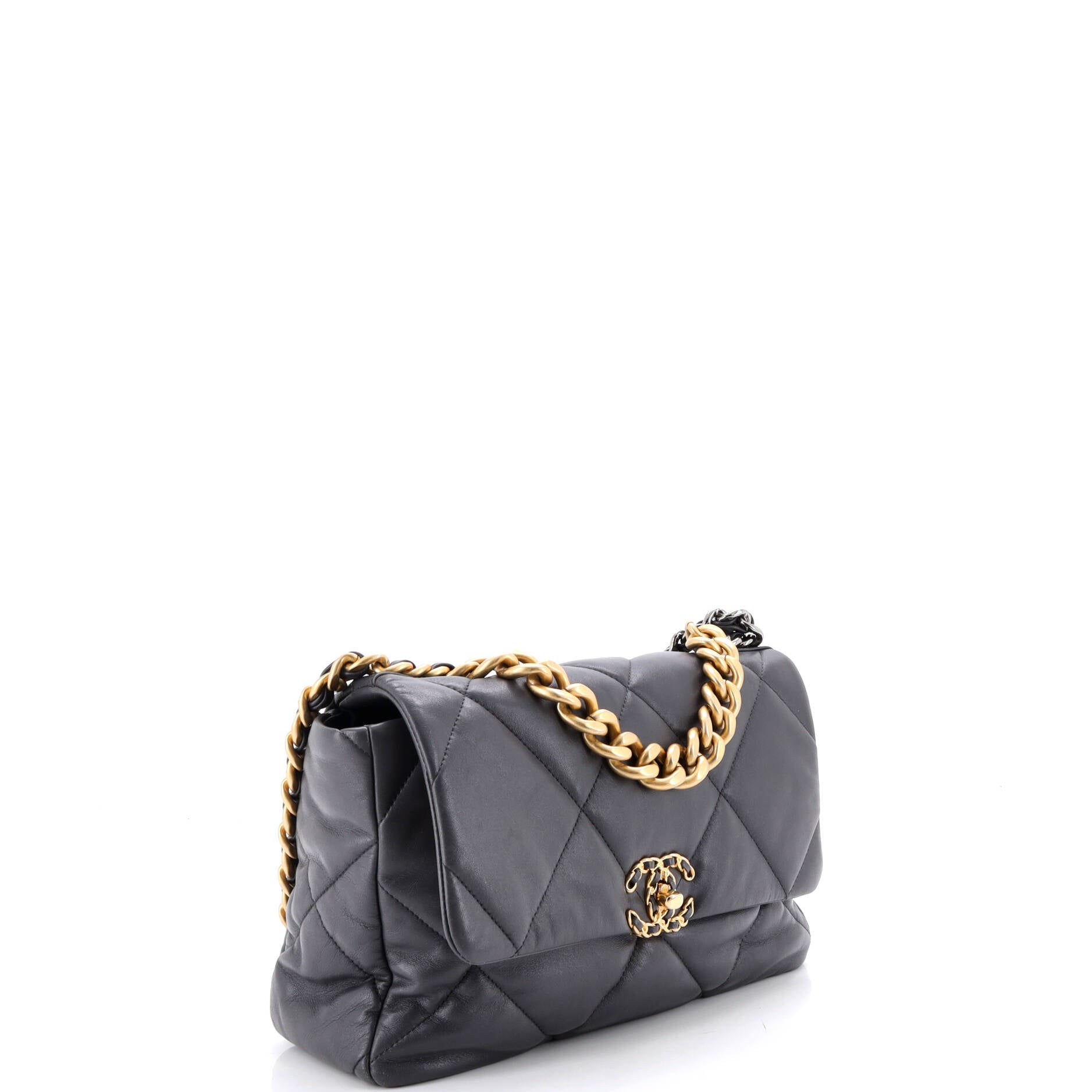 19 Flap Bag Quilted Leather Large