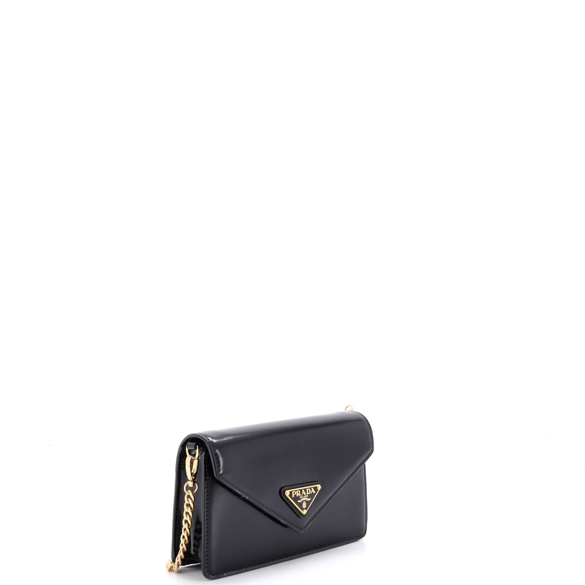 Triangle Logo Envelope Chain Crossbody Bag Leather