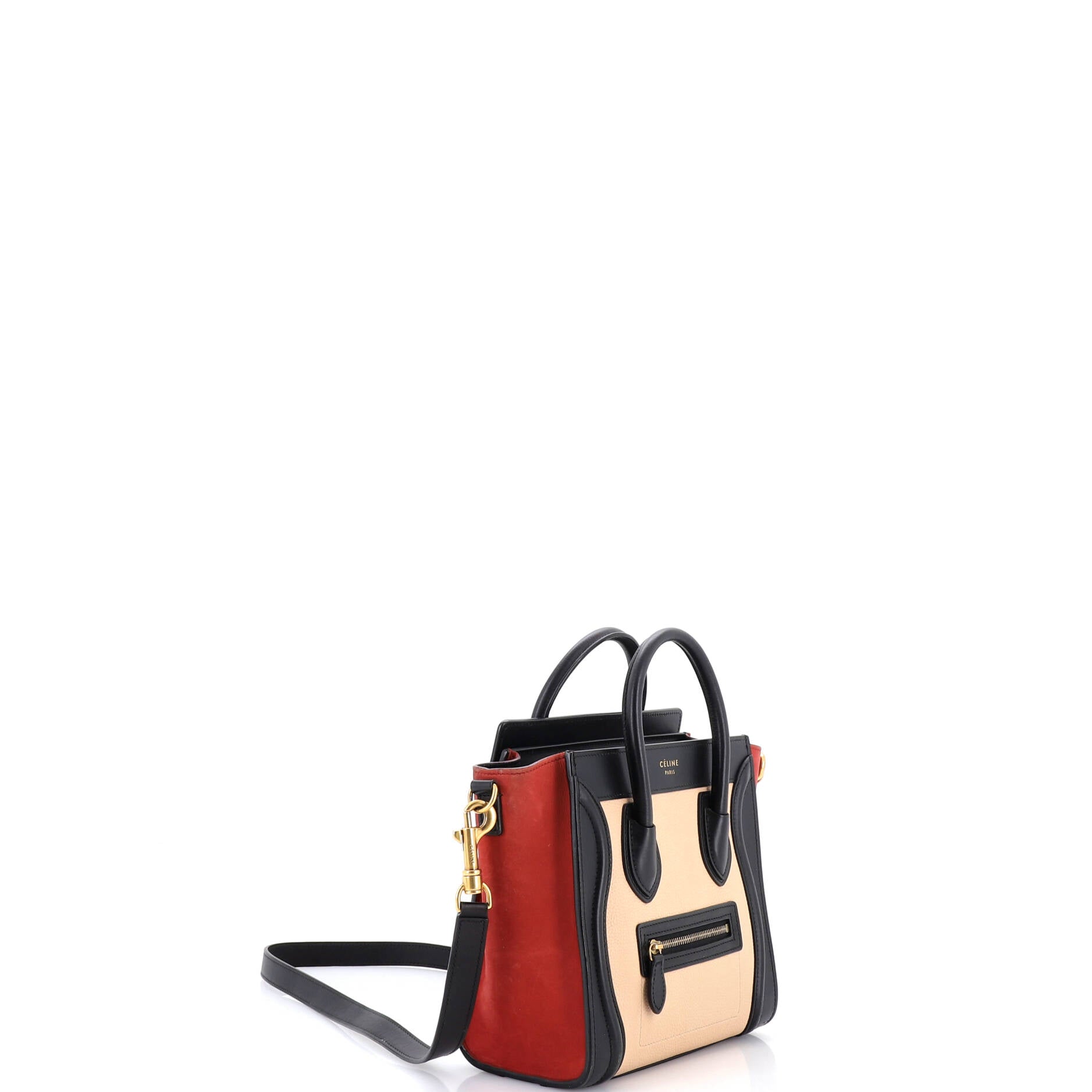 Tricolor Luggage Bag Leather Nano