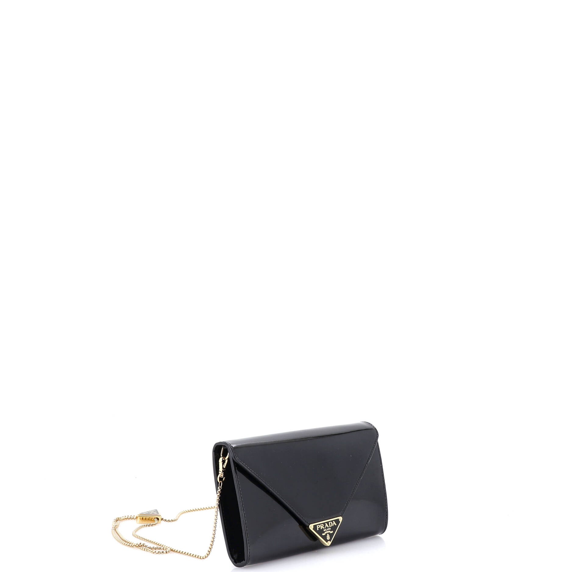 Triangle Logo Envelope Chain Clutch Patent Mini