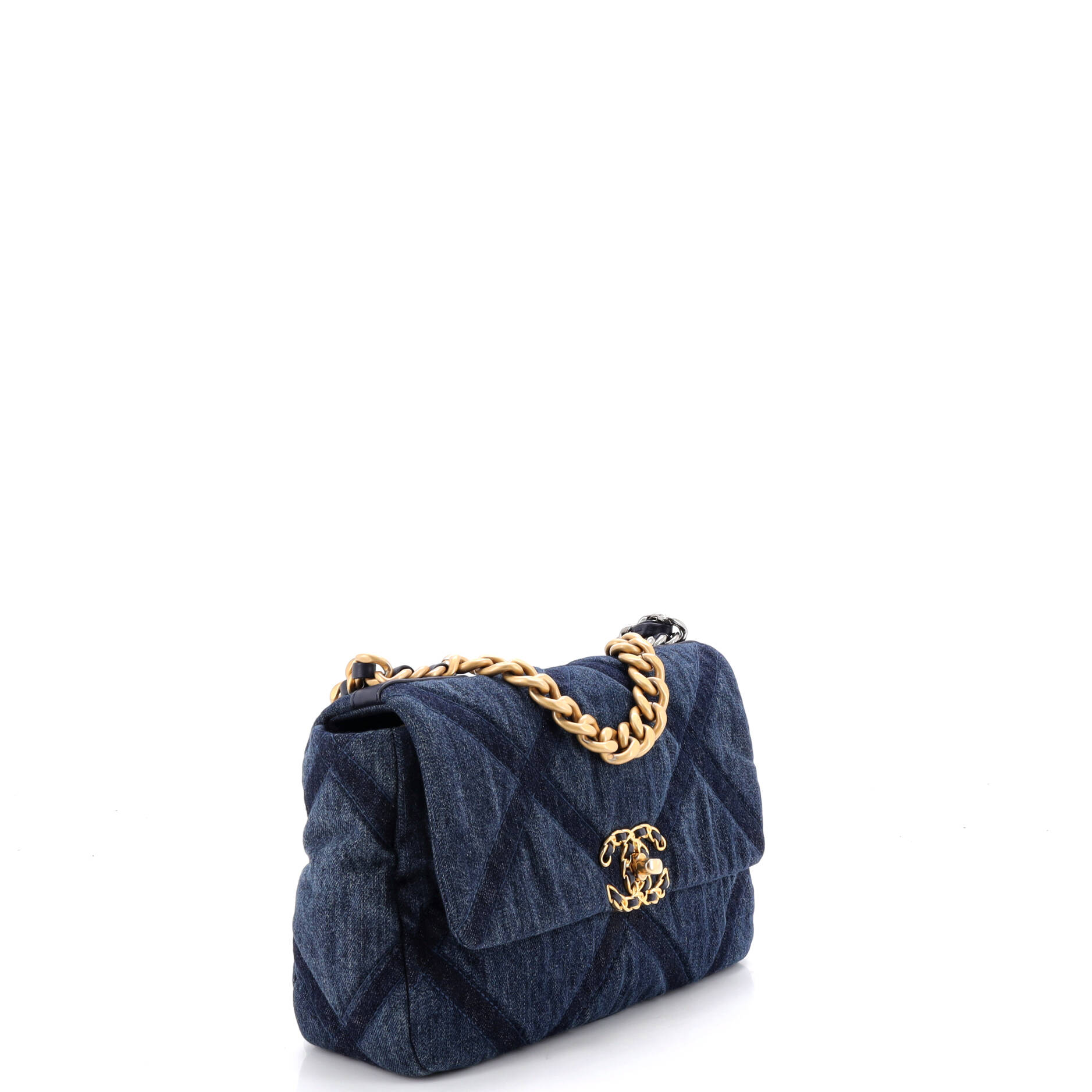 19 Flap Bag Quilted Denim Medium