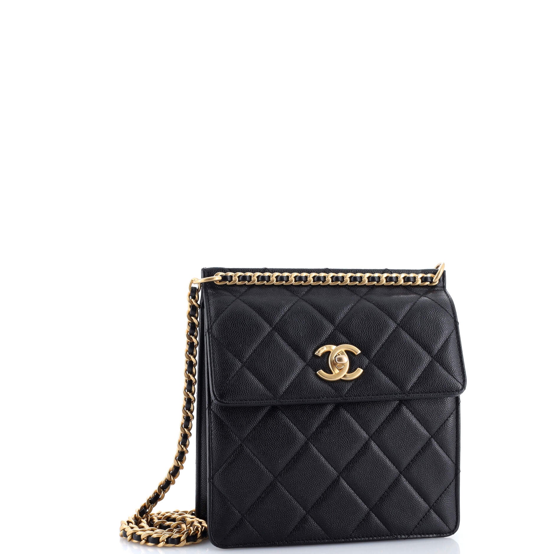 Top Chain CC Square Crossbody Bag Quilted Caviar Small