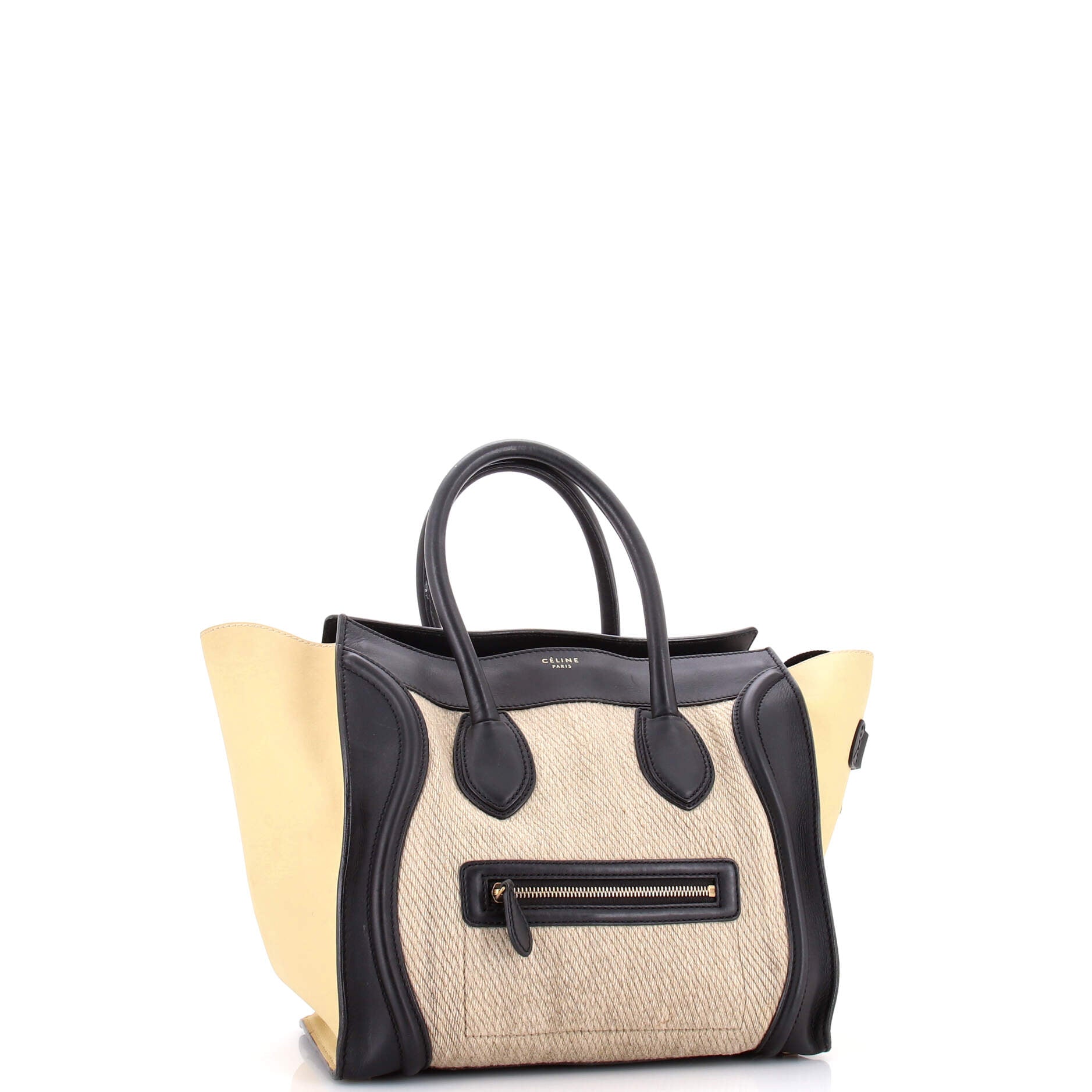 Tricolor Luggage Bag Canvas and Leather Mini