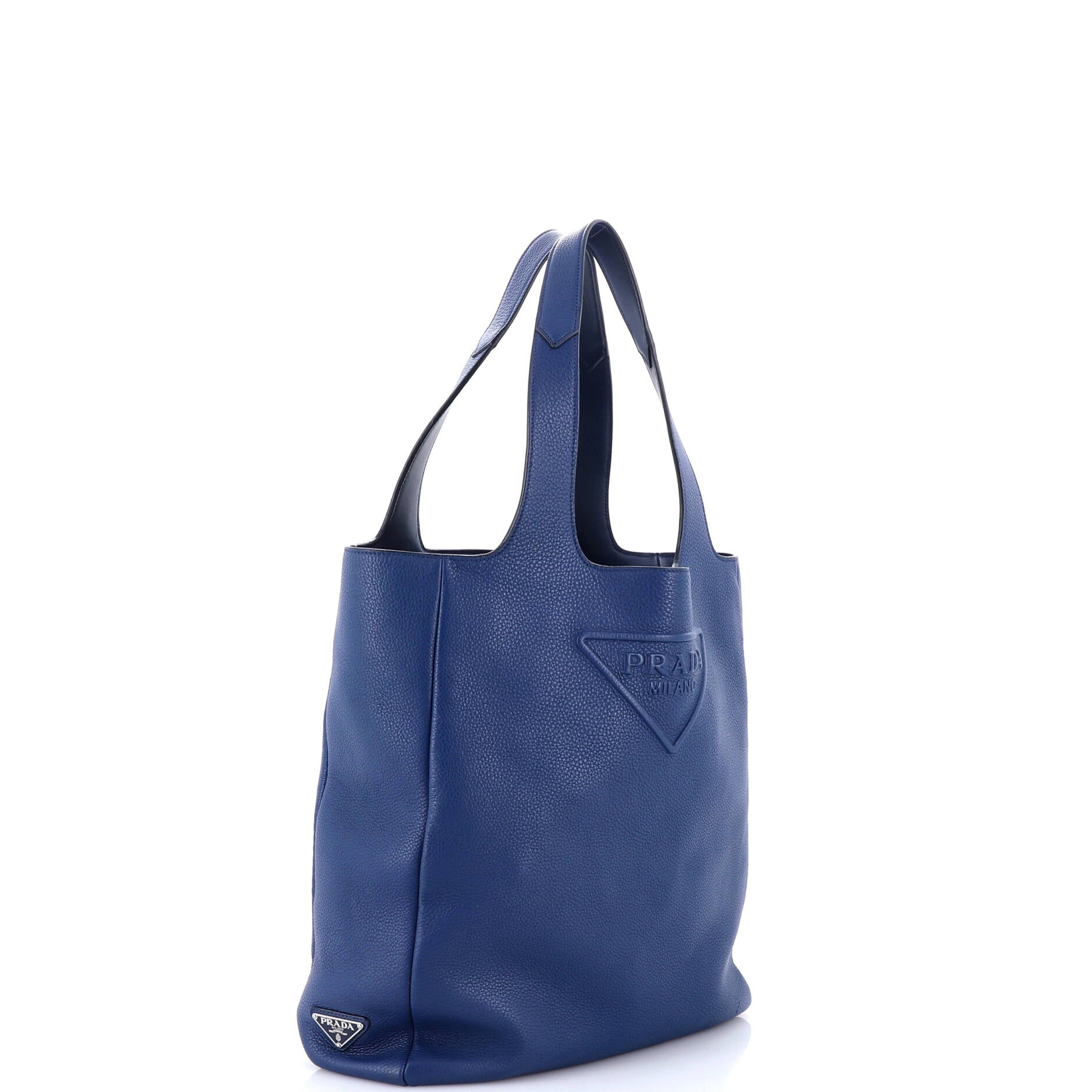 Triangle Logo Open Tote Leather Large