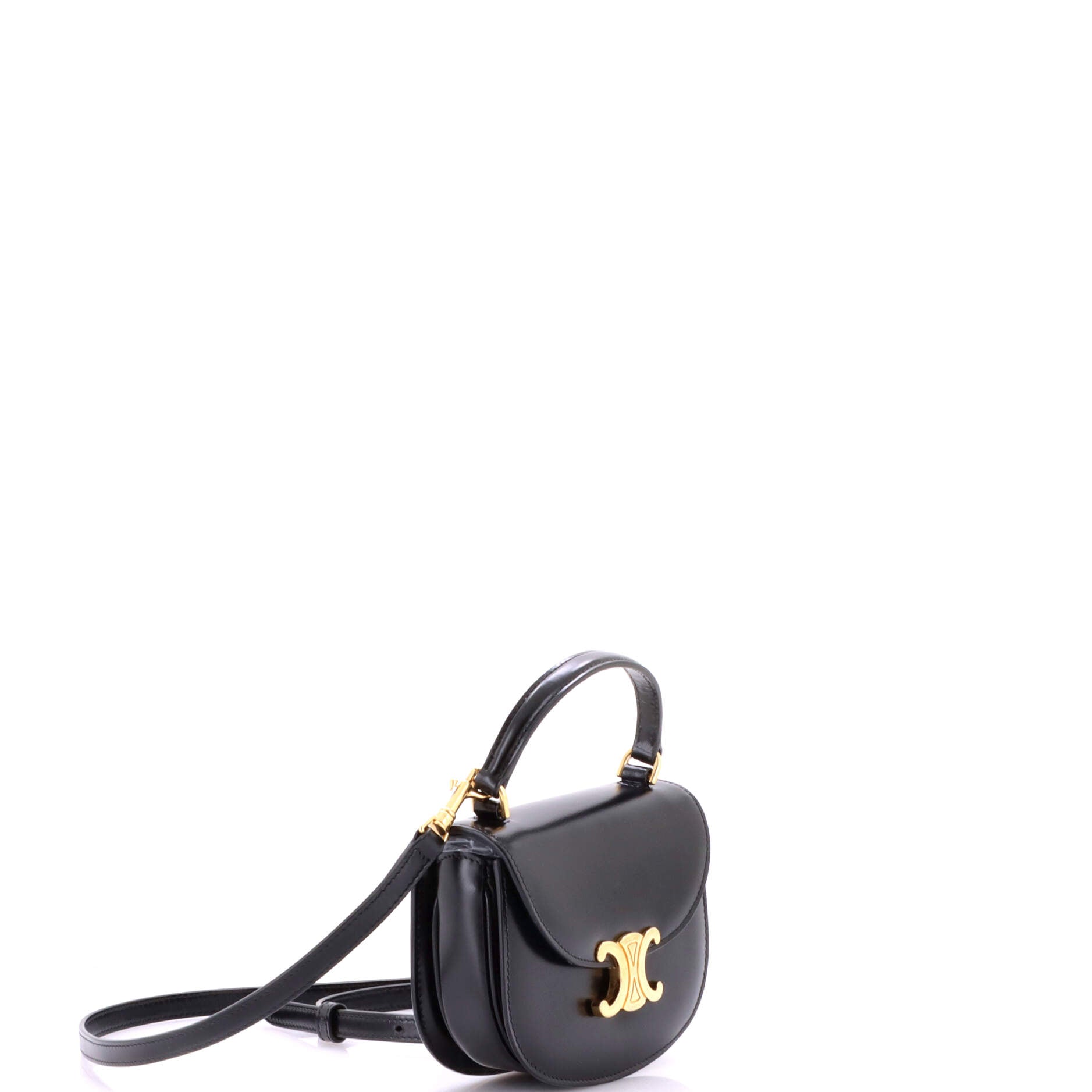 Triomphe Besace Clea Top Handle Flap Bag Leather Mini