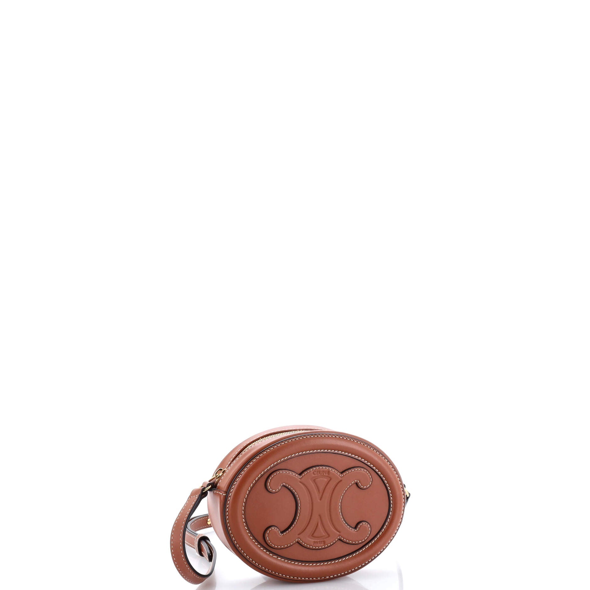 Triomphe Oval Crossbody Bag Leather Mini