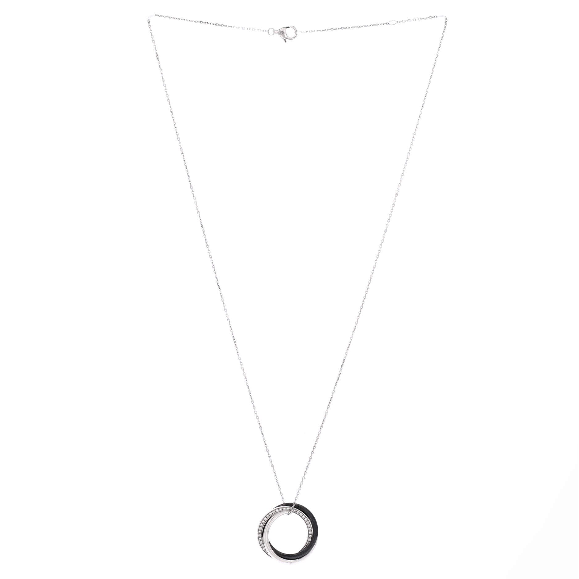 Trinity Pendant Necklace 18K White Gold with Diamonds and Ceramic Small