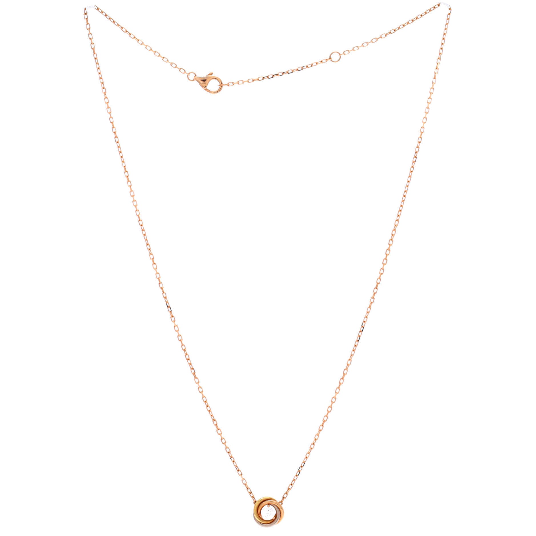 Trinity Diamond Pendant Necklace 18K Tricolor Gold and Diamond