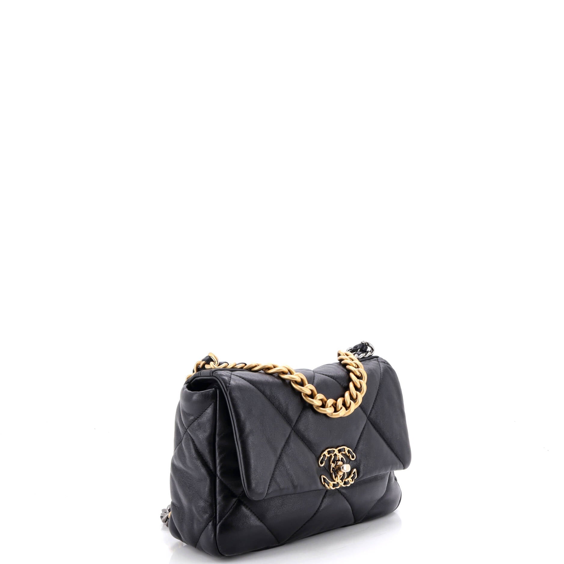 19 Flap Bag Quilted Stitched Lambskin Medium