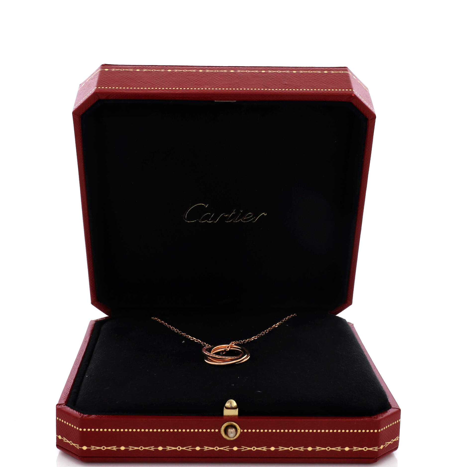 Trinity Pendant Necklace 18K Rose Gold with Pave Pink Sapphires