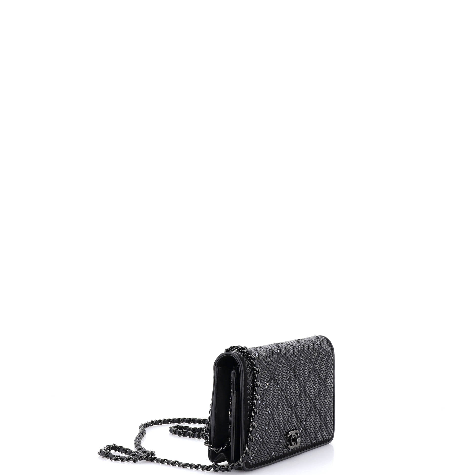 Turnlock CC Wallet on Chain Strass Embellished Leather