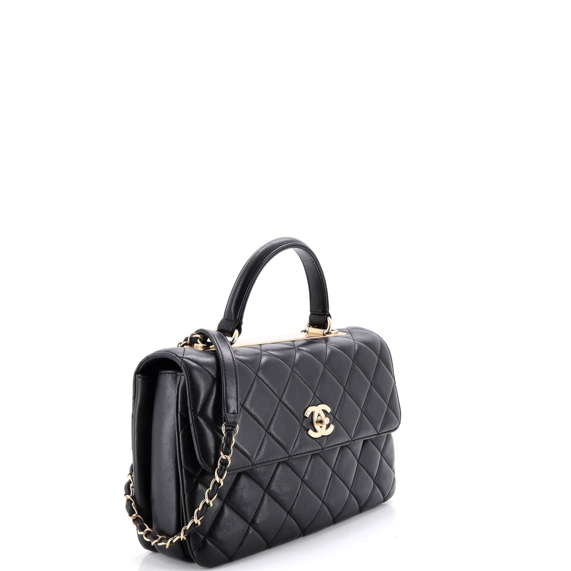 Trendy CC Top Handle Bag Quilted Lambskin Medium