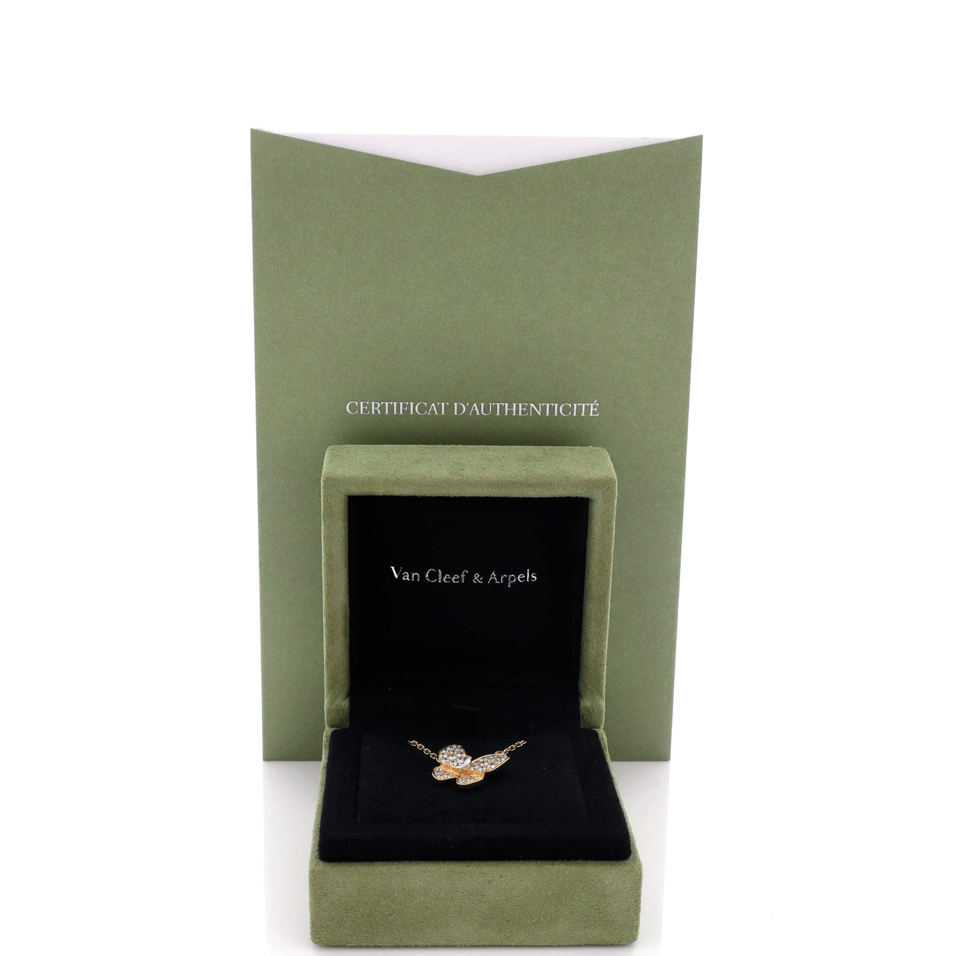 Two Butterfly Pendant Necklace 18K Yellow Gold with Diamonds
