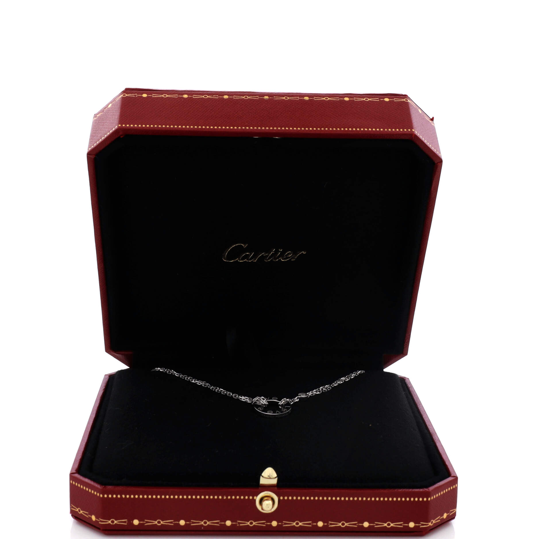 2 Diamonds Love Pendant Necklace 18K White Gold with Diamonds