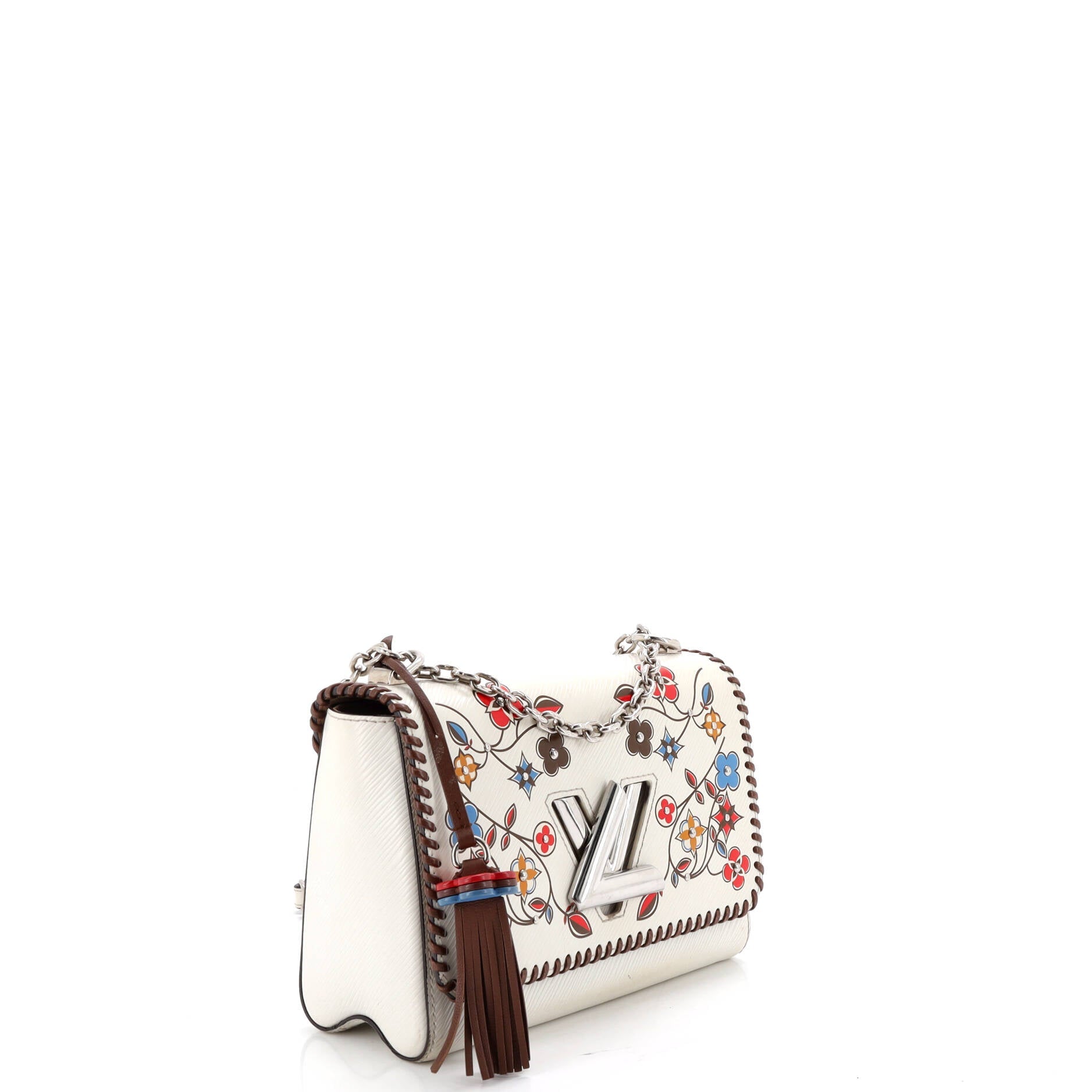 Twist Handbag Limited Edition Flower Embellished Epi Leather with Whipstitch Details MM