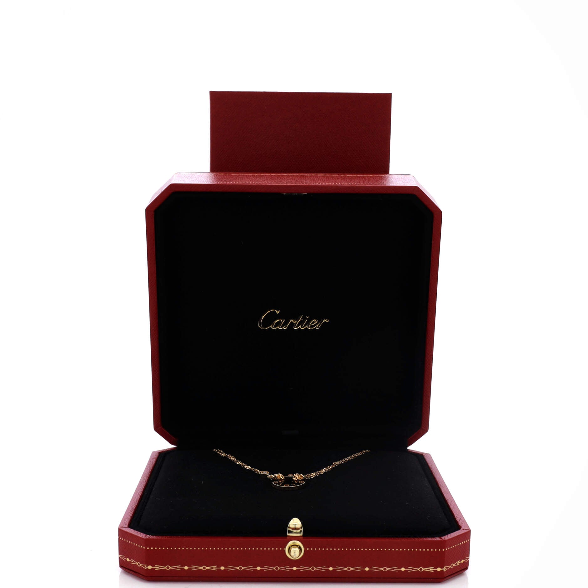 2 Diamonds Love Pendant Necklace 18K Yellow Gold and Diamonds