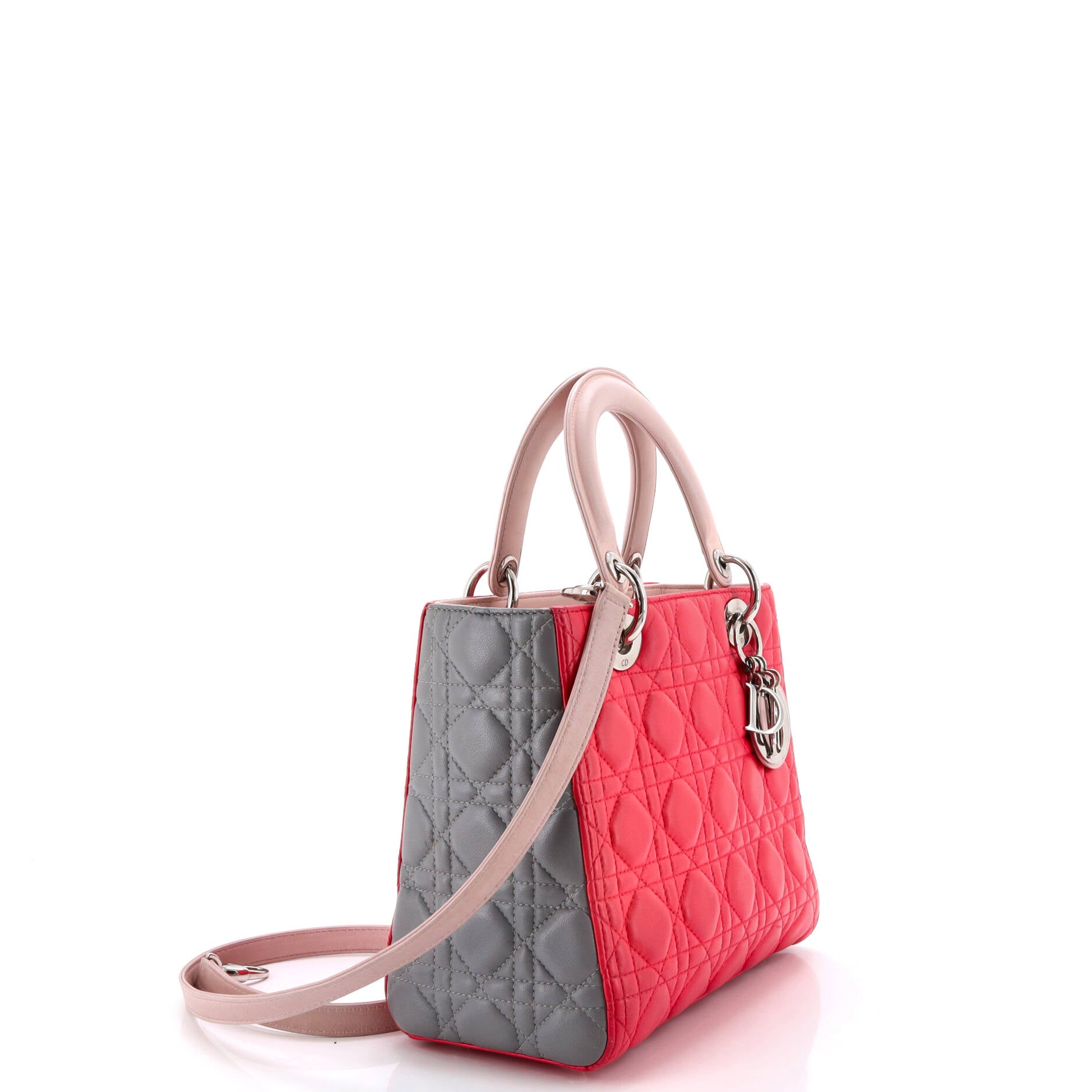 Tricolor Lady Dior Bag Cannage Quilt Leather Medium