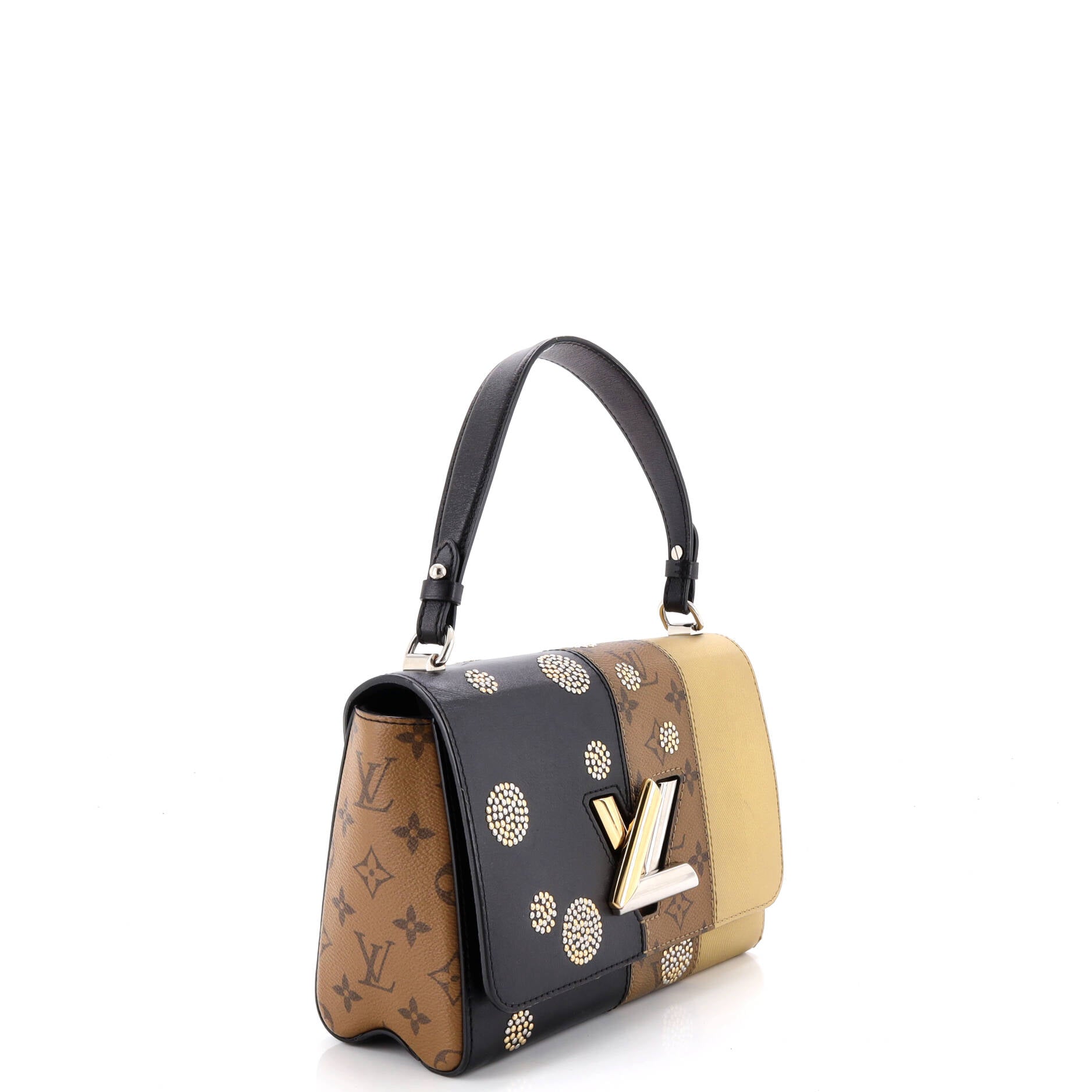 Twist Handbag Limited Edition Studded Reverse Monogram Canvas and Leather MM
