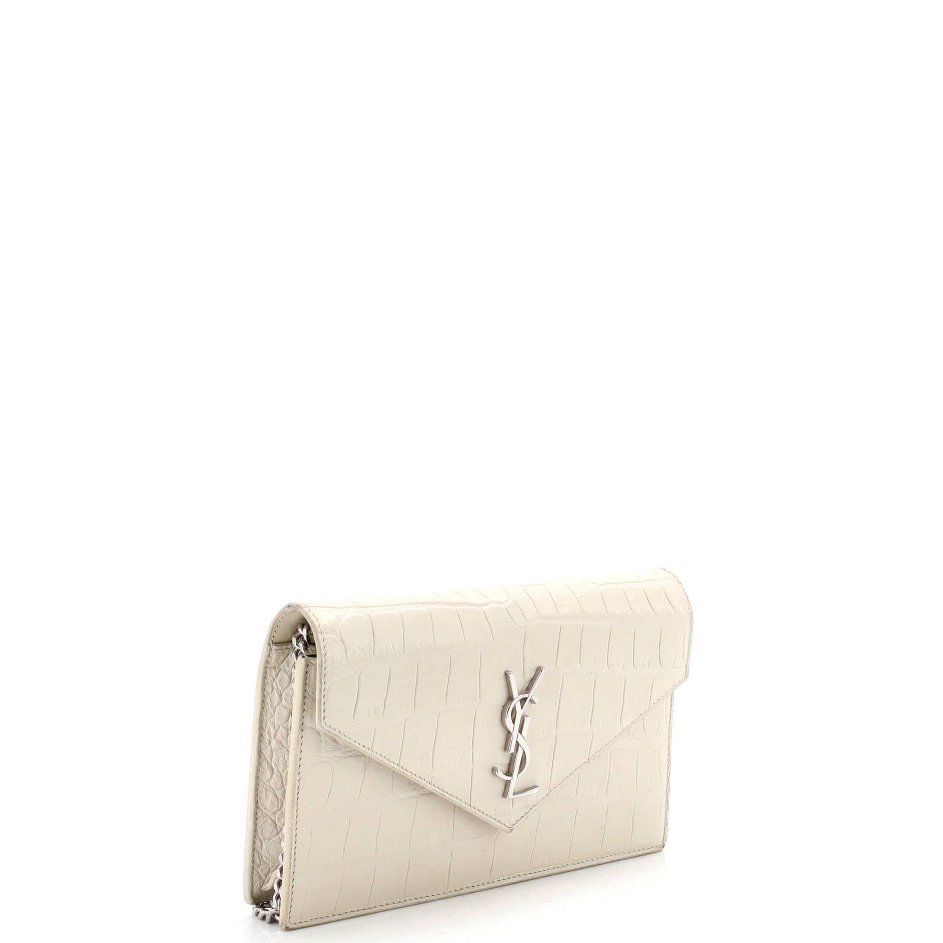 Uptown Chain Wallet Crocodile Embossed Leather
