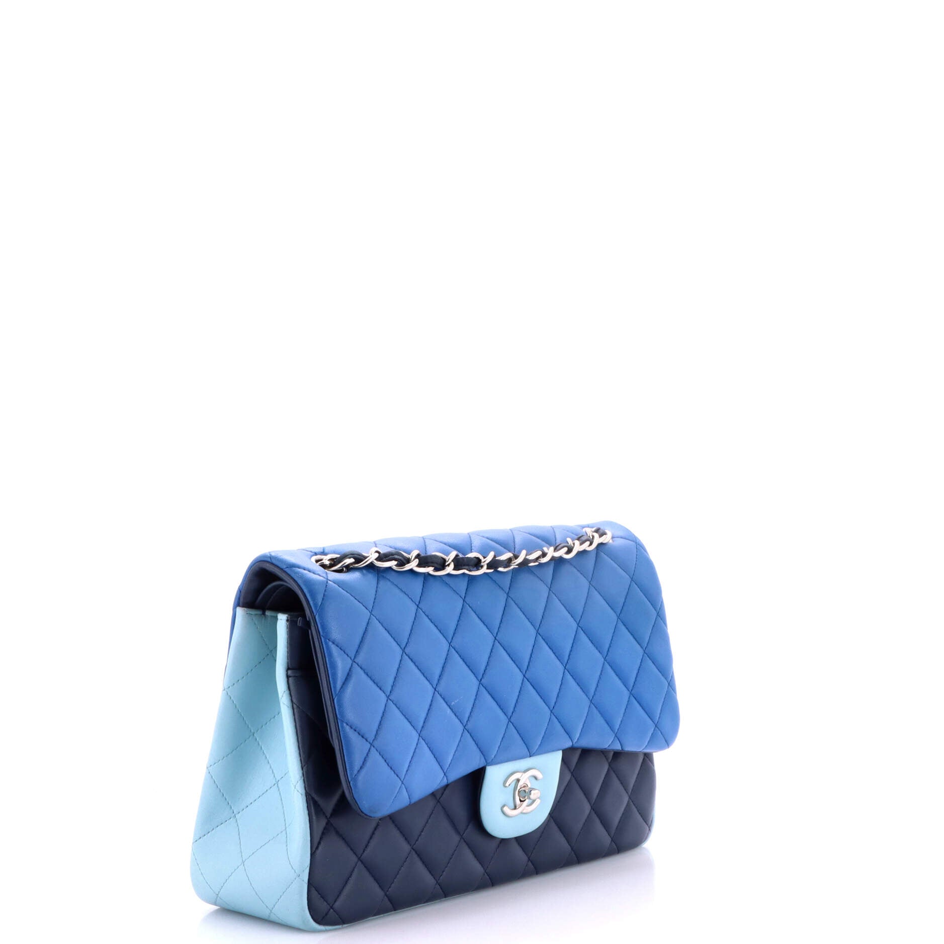Tricolor Classic Double Flap Bag Quilted Lambskin Jumbo