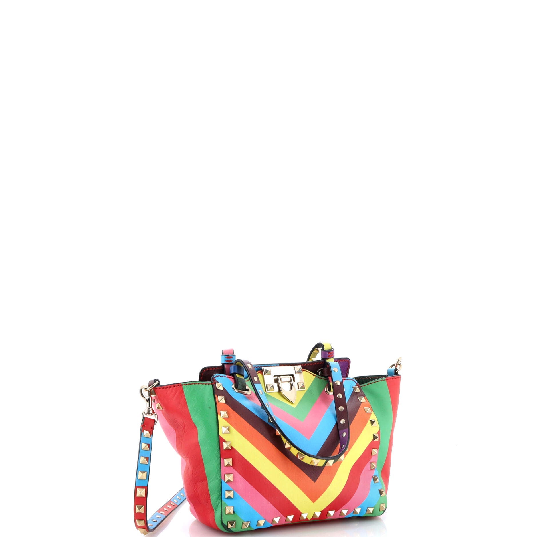 1973 Rockstud Tote Striped Leather Mini