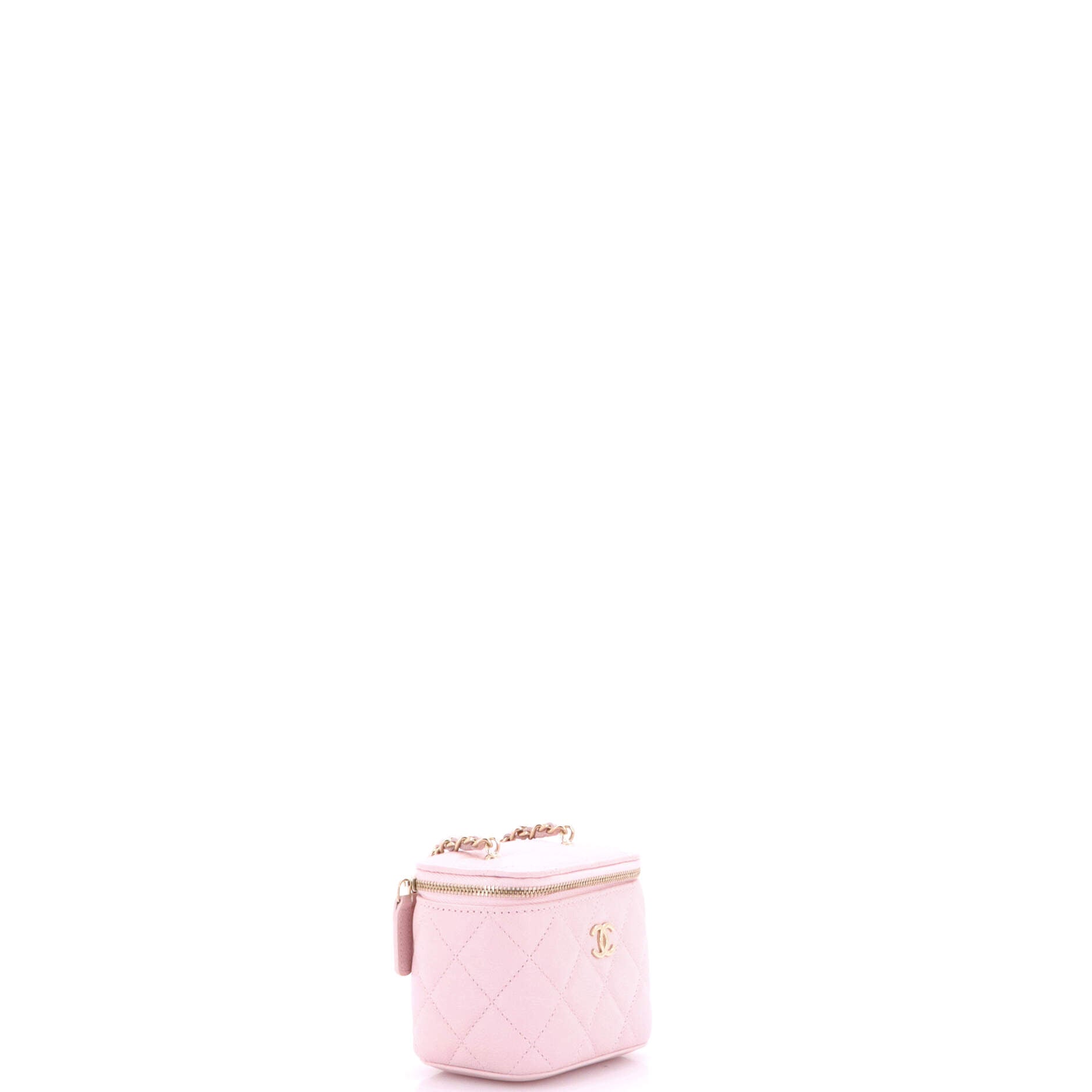 Tiny CC Link Vanity Case with Chain Quilted Caviar Mini
