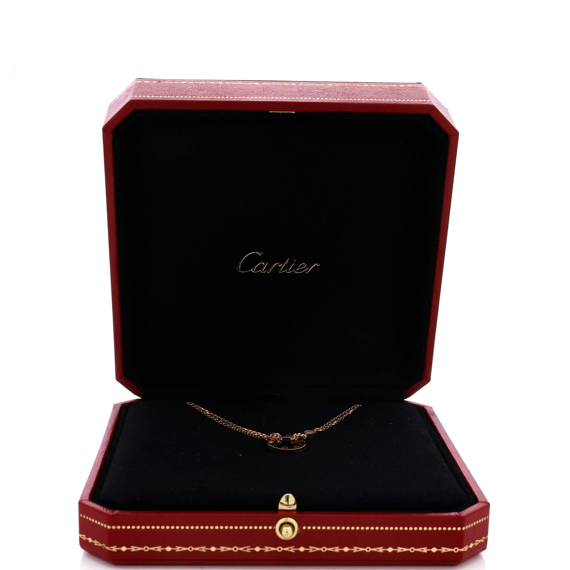 2 Diamonds Love Pendant Necklace 18K Rose Gold and Diamonds