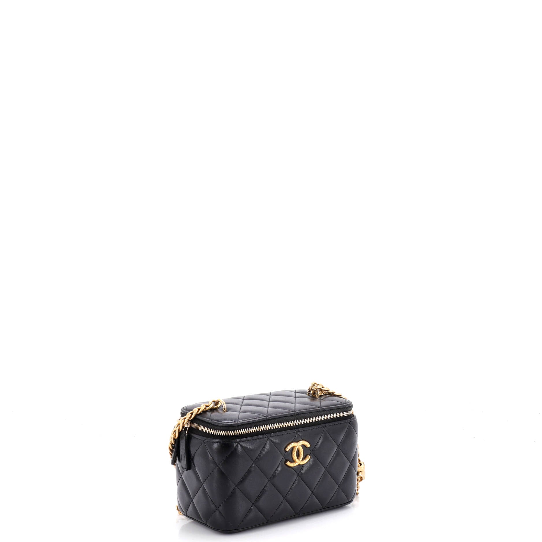 All Slide Long Vanity Case with Chain Quilted Lambskin Small