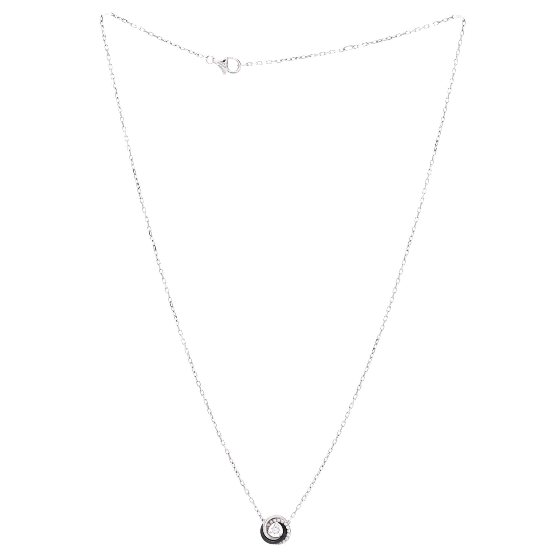Trinity Diamond Pendant Necklace 18K White Gold with Diamonds and Ceramic