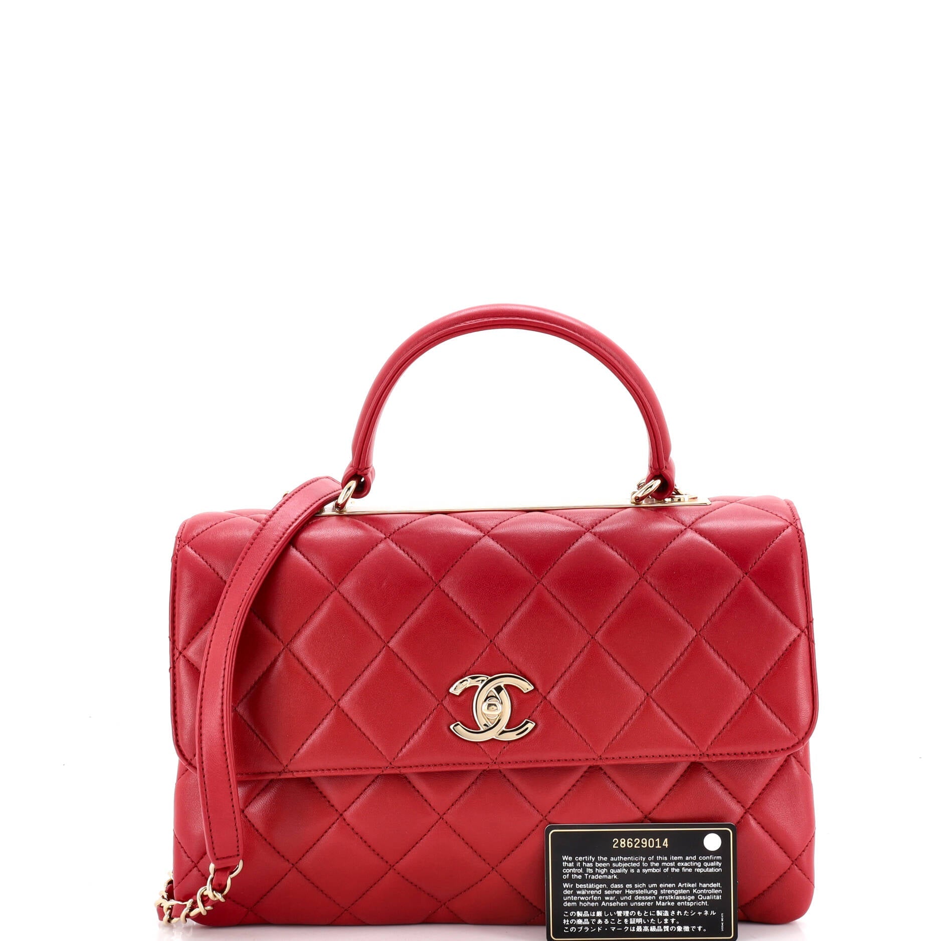 Trendy CC Top Handle Bag Quilted Lambskin Medium