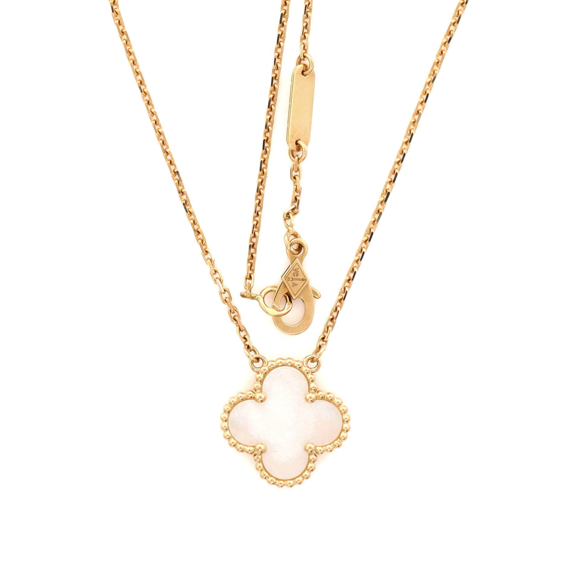 Van Cleef & Arpels Vintage Alhambra Pendant Necklace 18K Yellow Gold and Mother of Pearl
