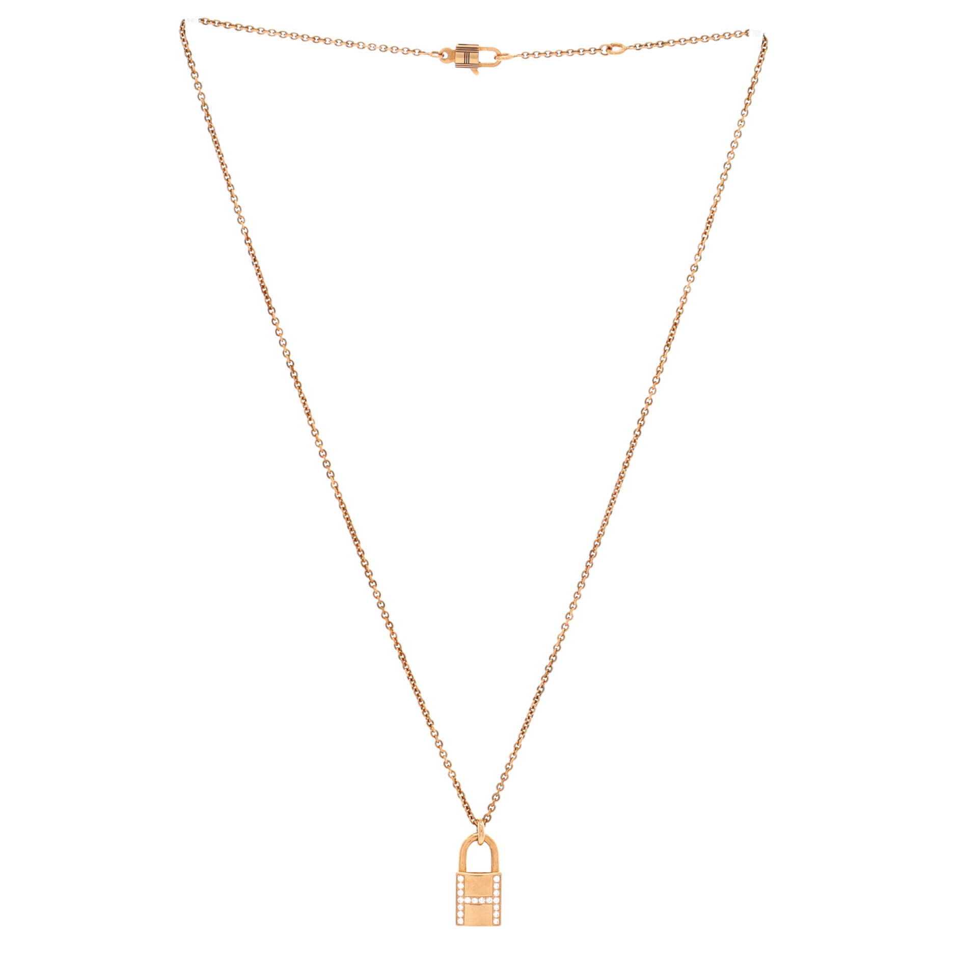 Amulettes Cadenas Pendant Necklace 18K Rose Gold with Diamonds