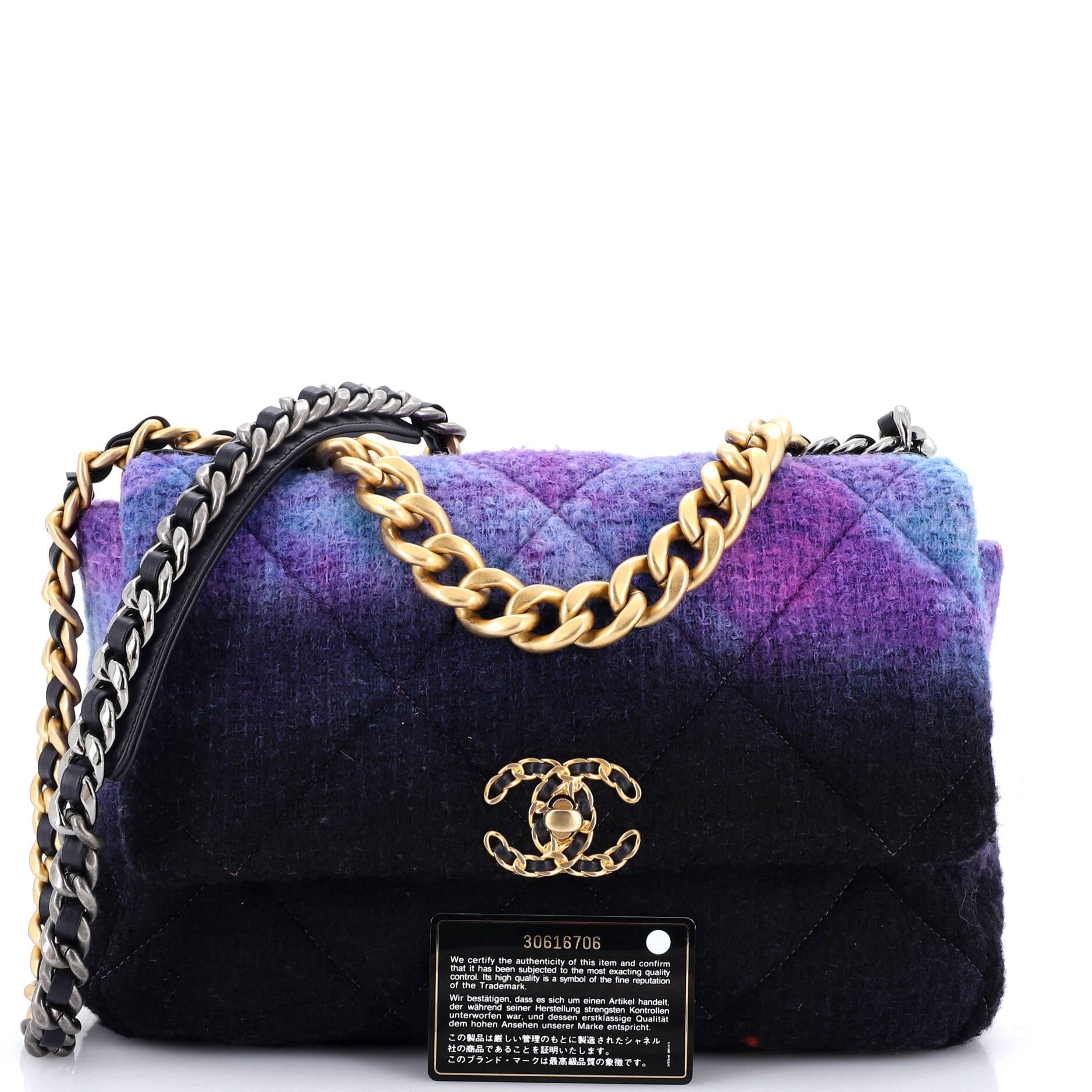19 Flap Bag Quilted Degrade Wool Medium