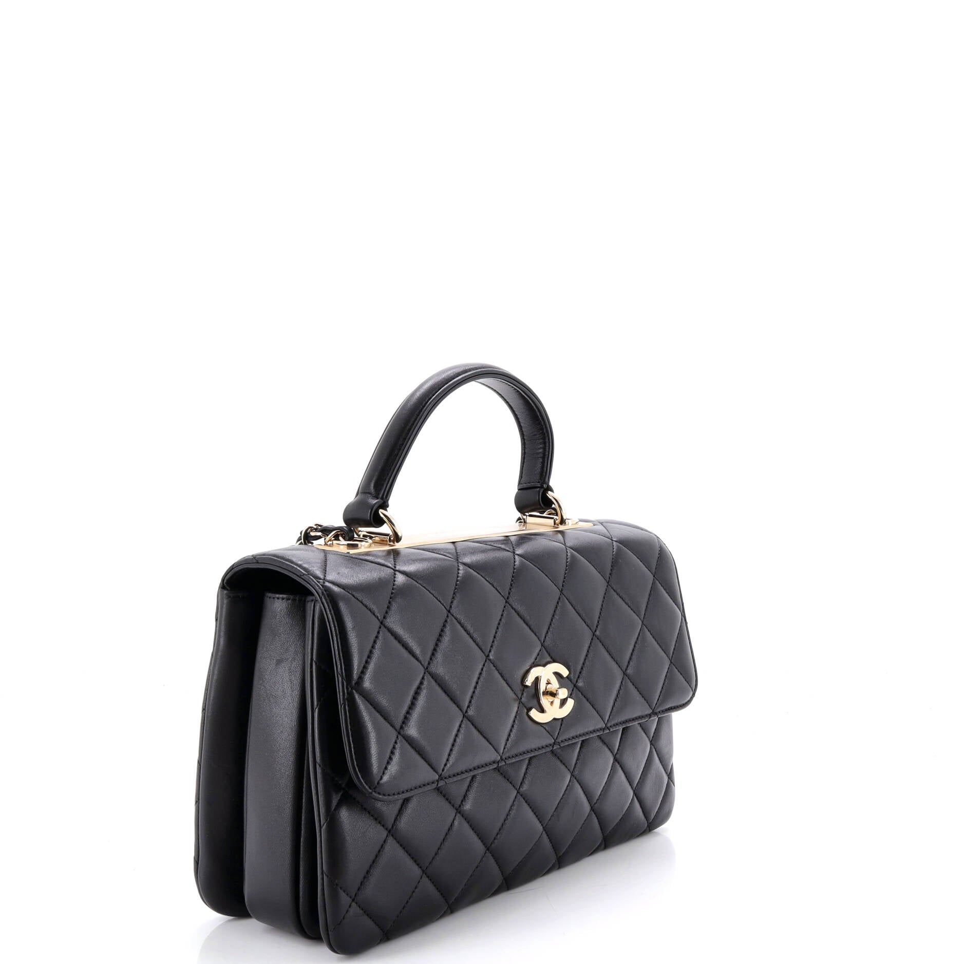 Trendy CC Top Handle Bag Quilted Lambskin Medium