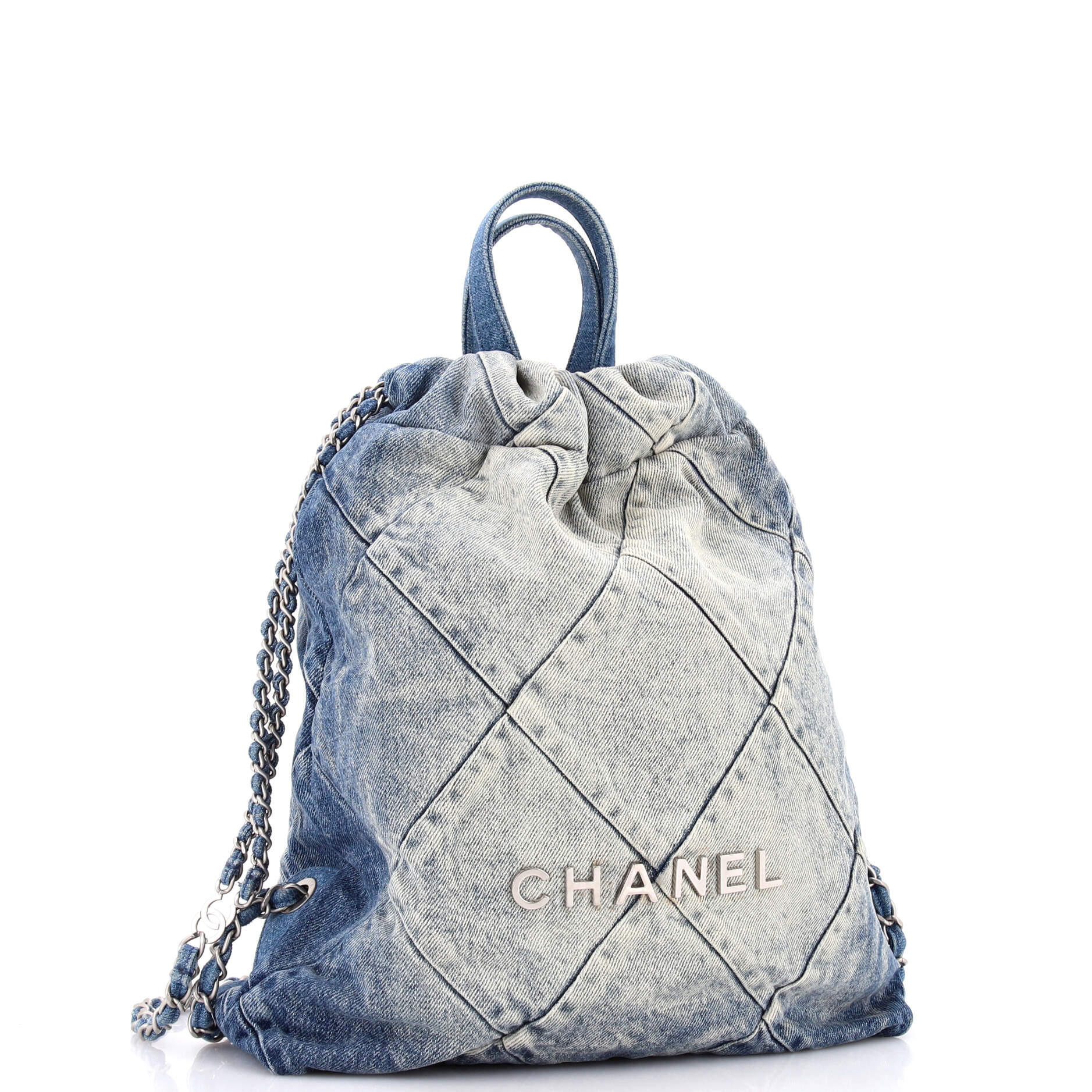 22 Chain Backpack Quilted Denim Medium