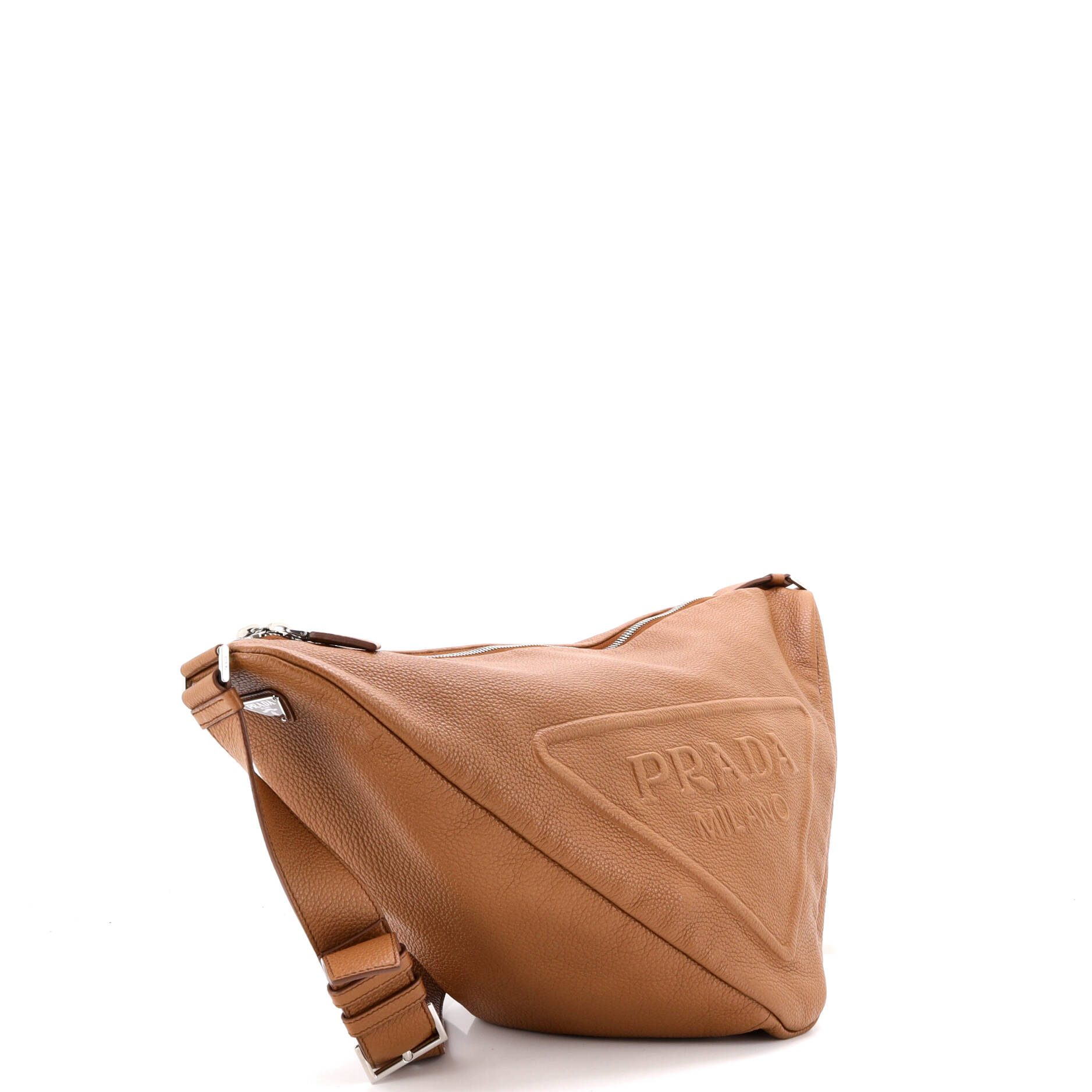 Triangle Logo Zip Messenger Leather Large
