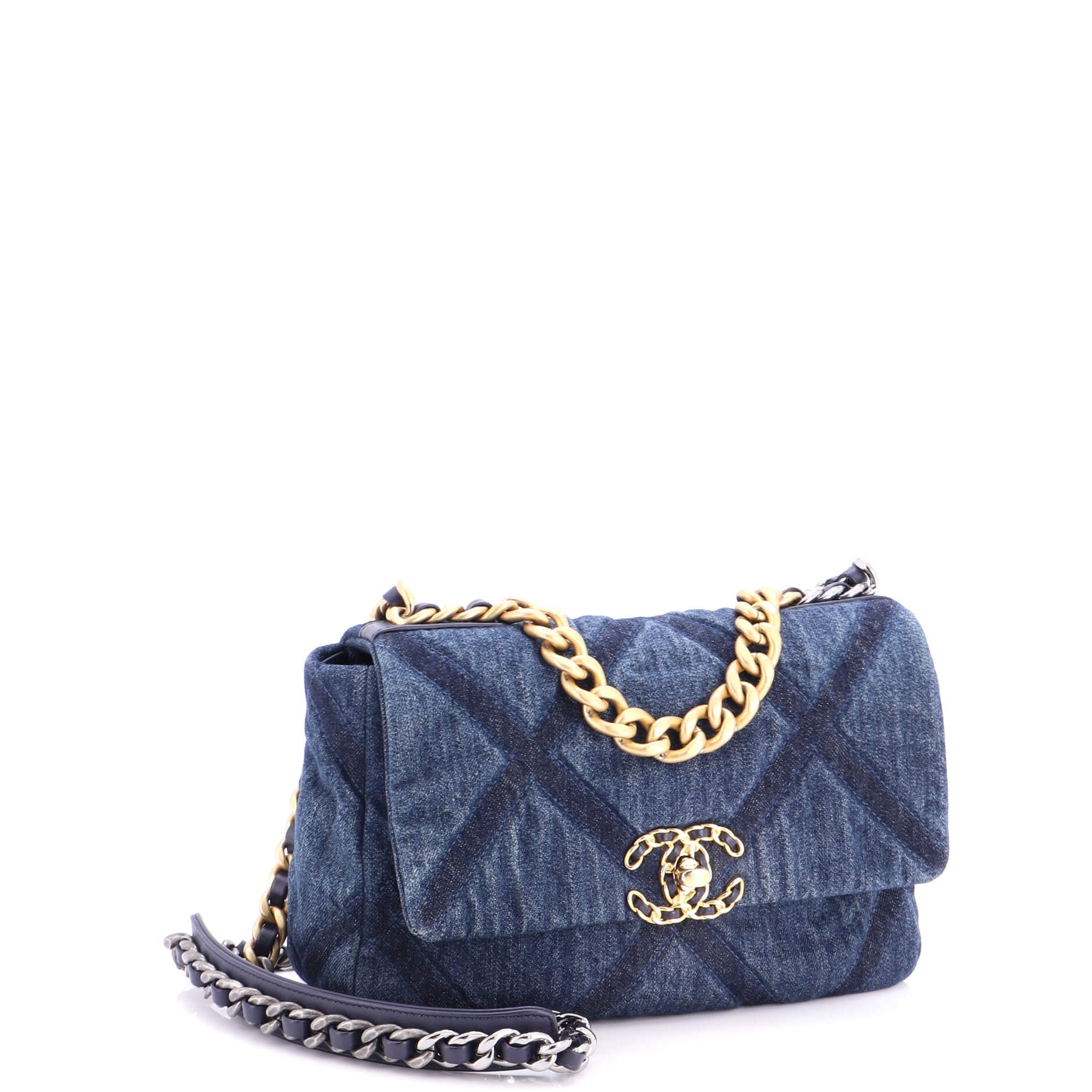 19 Flap Bag Quilted Denim Medium