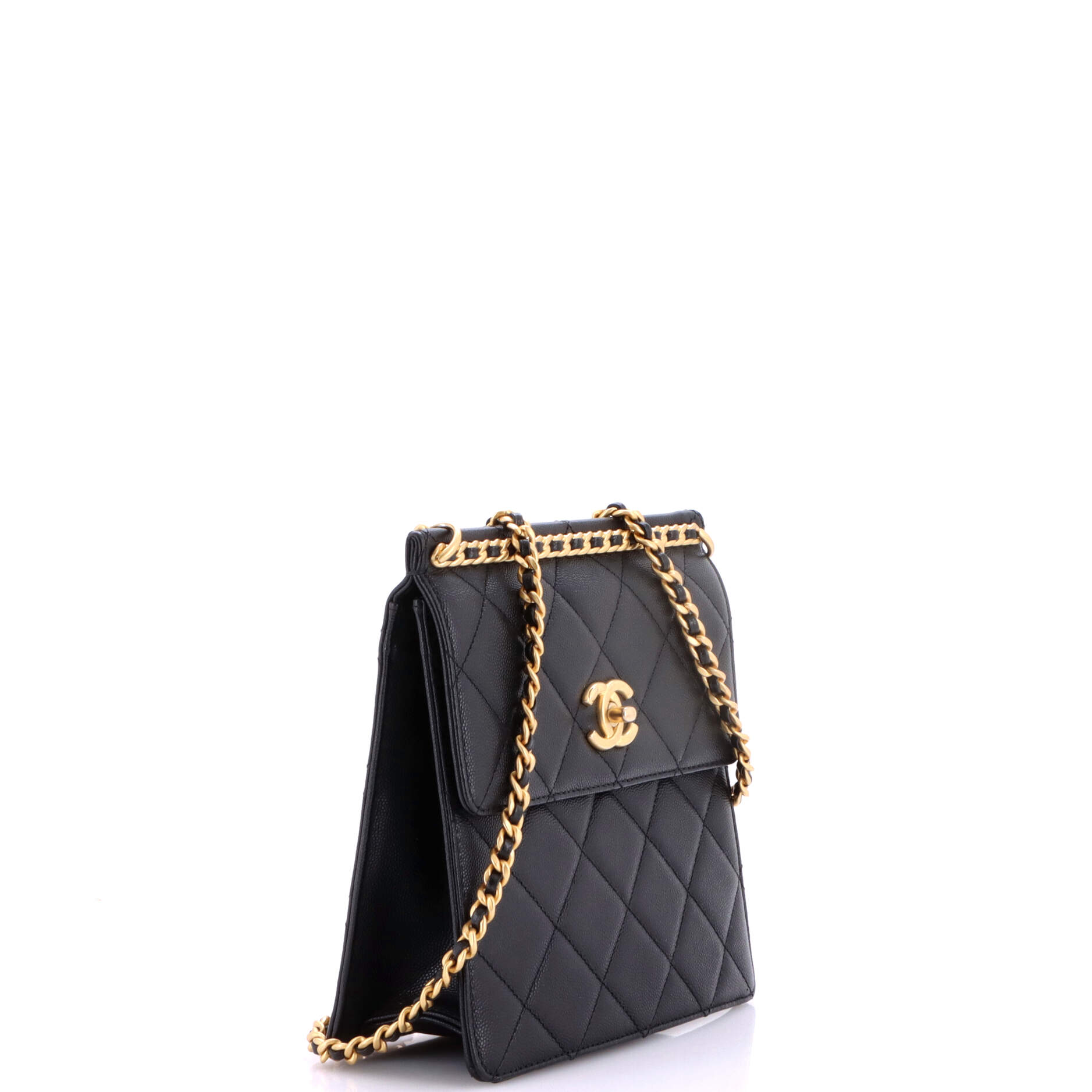 Top Chain CC Square Backpack Quilted Caviar