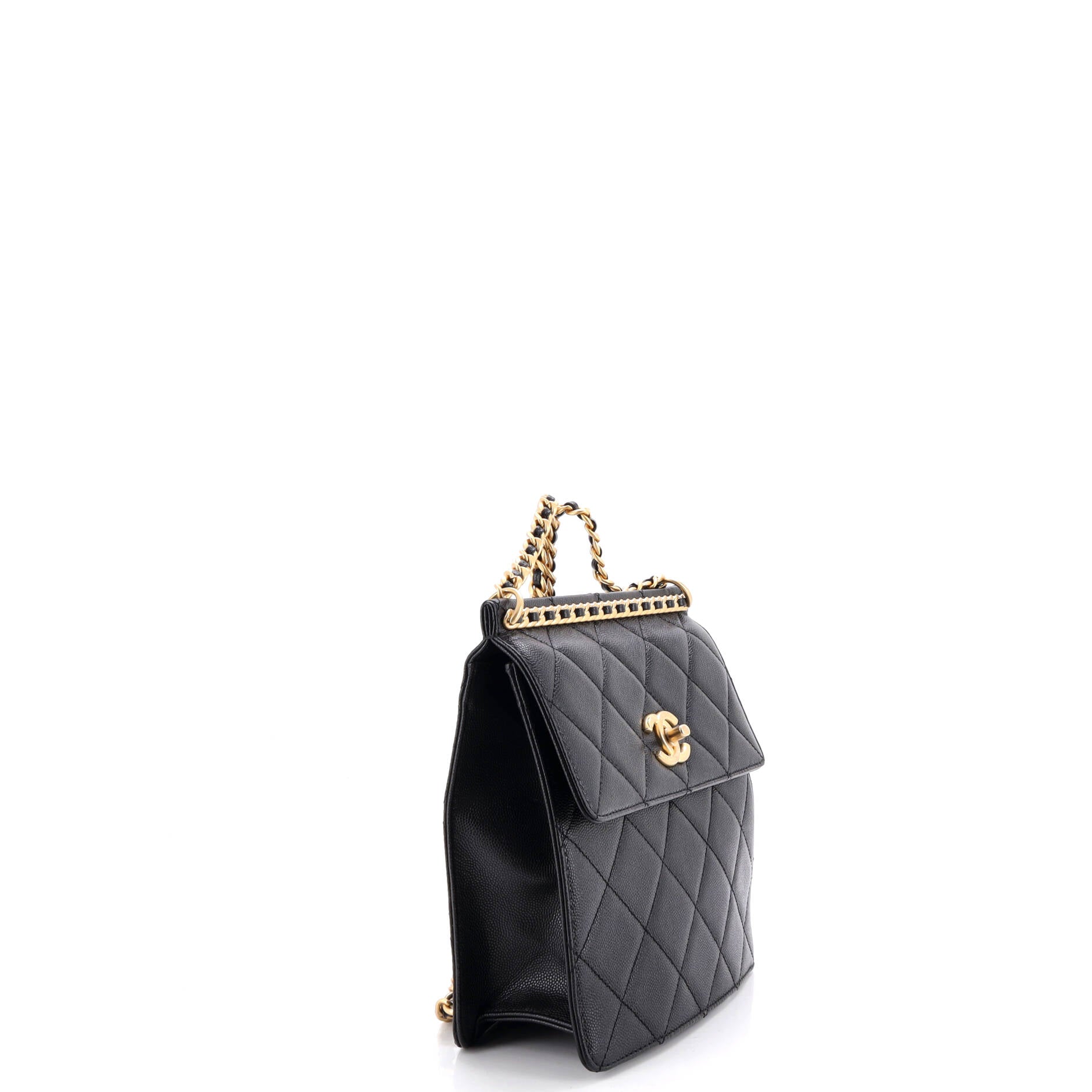 Top Chain CC Square Backpack Quilted Caviar