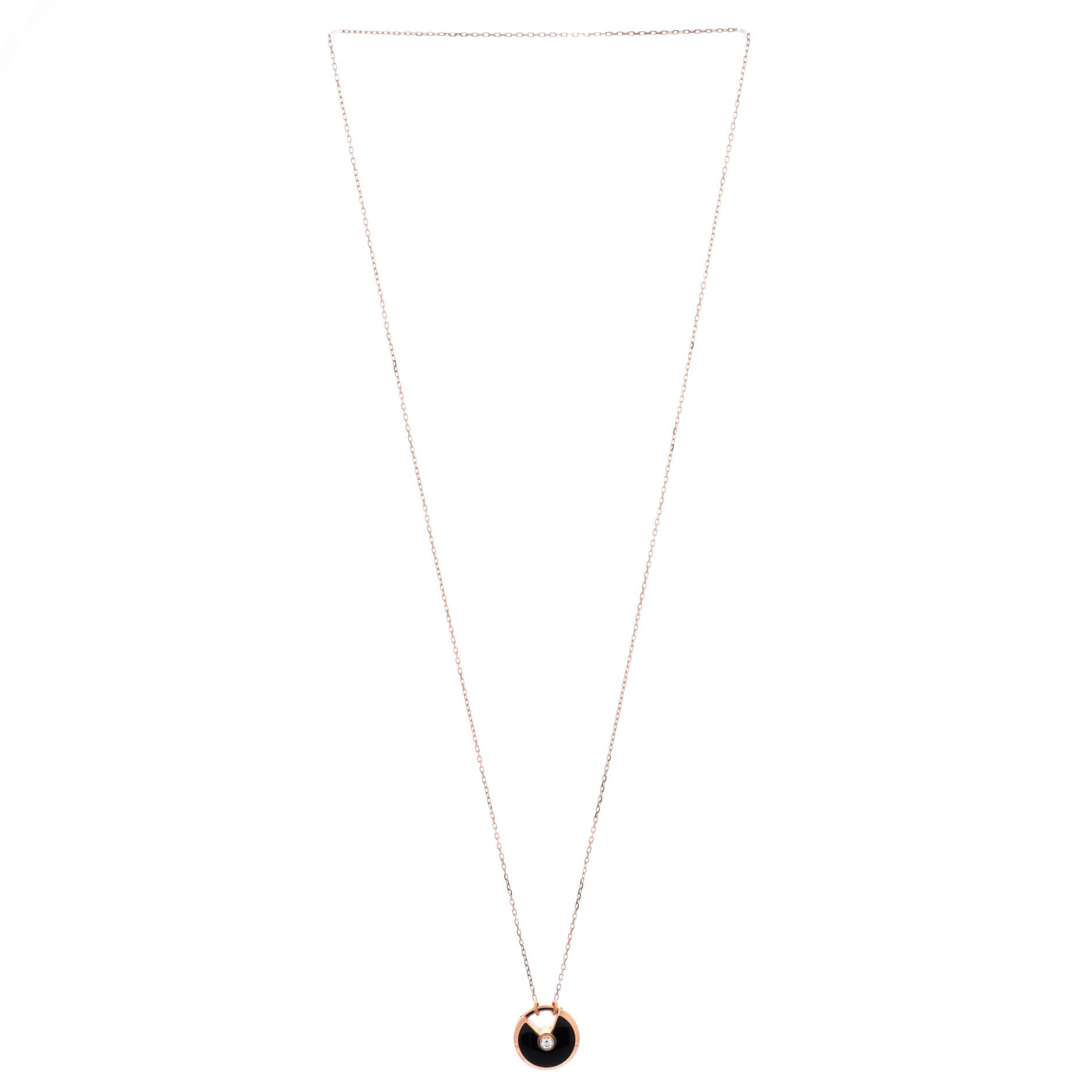 Amulette de Cartier Pendant Necklace 18K Rose Gold with Onyx and Diamond Small