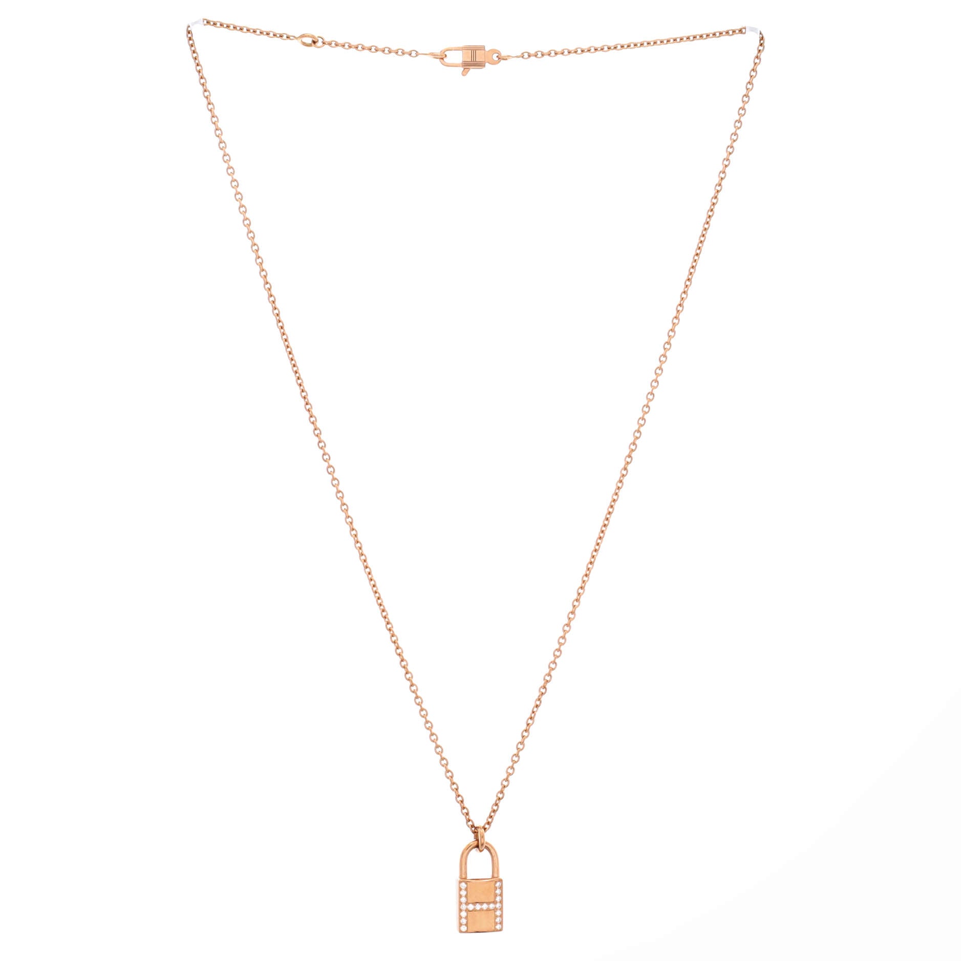 Amulettes Cadenas Pendant Necklace 18K Rose Gold with Diamonds