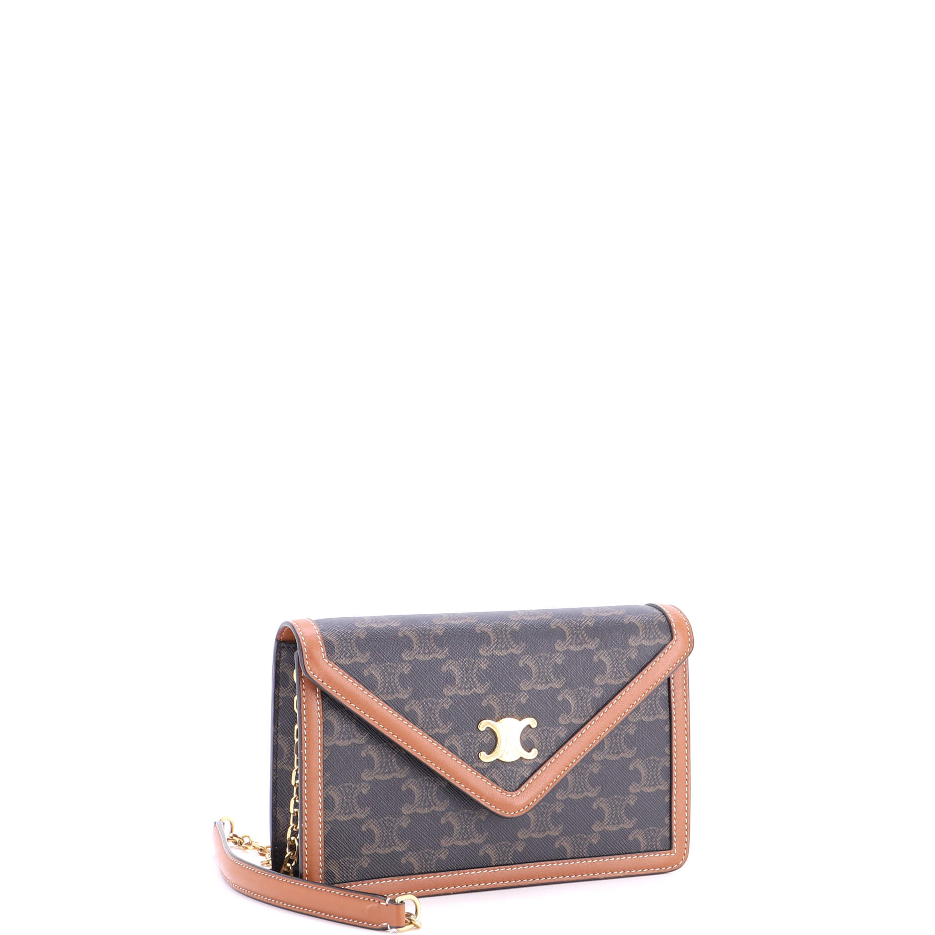 Triomphe Envelope Flap Wallet on Chain Triomphe Coated Canvas