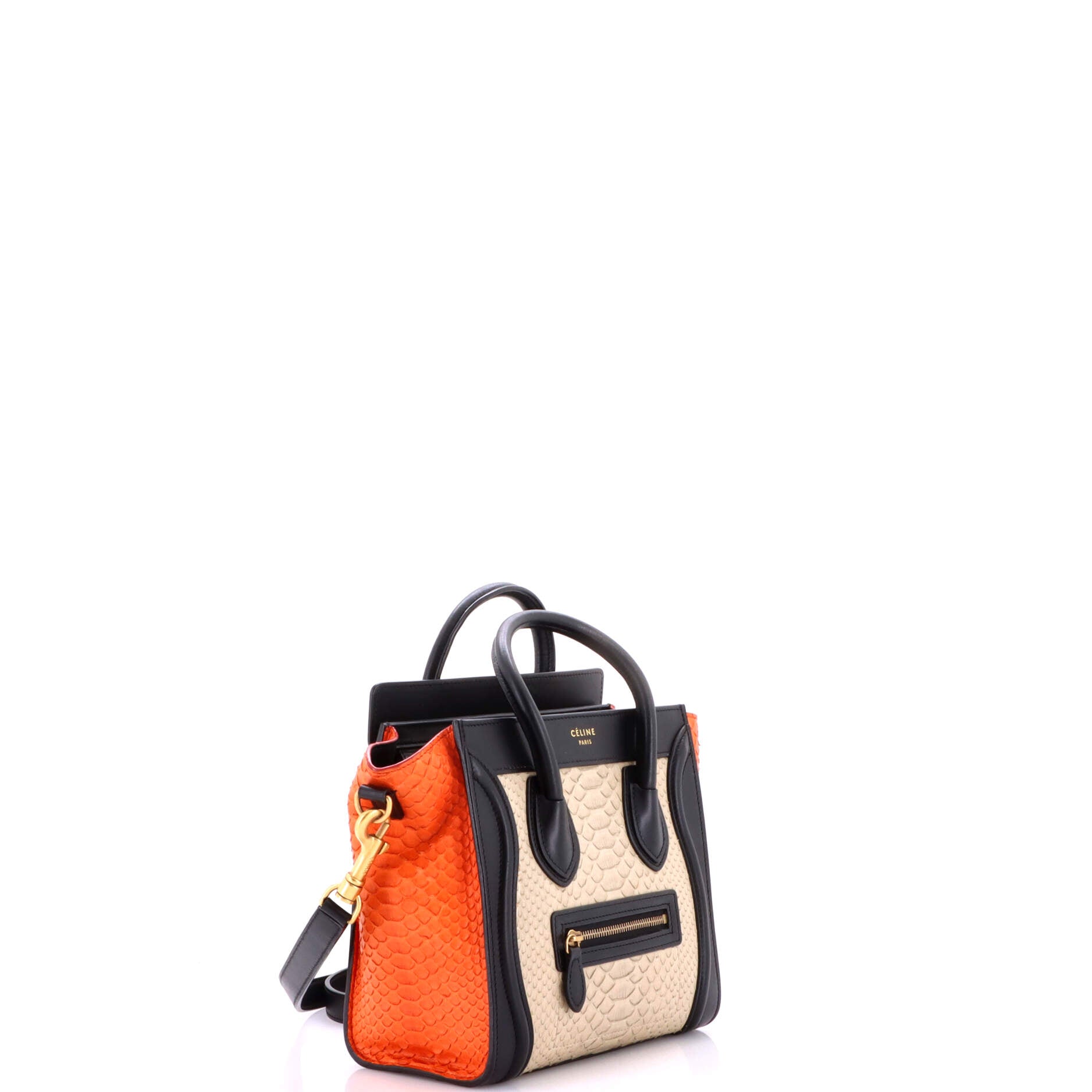 Tricolor Luggage Bag Python and Leather Nano