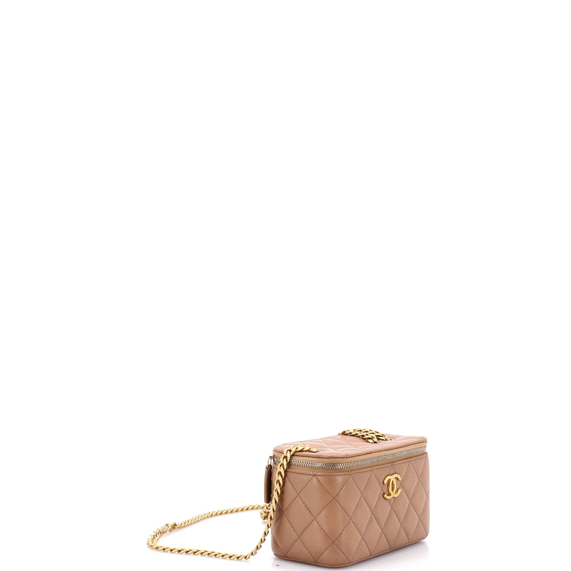 All Slide Long Vanity Case with Chain Quilted Lambskin Small