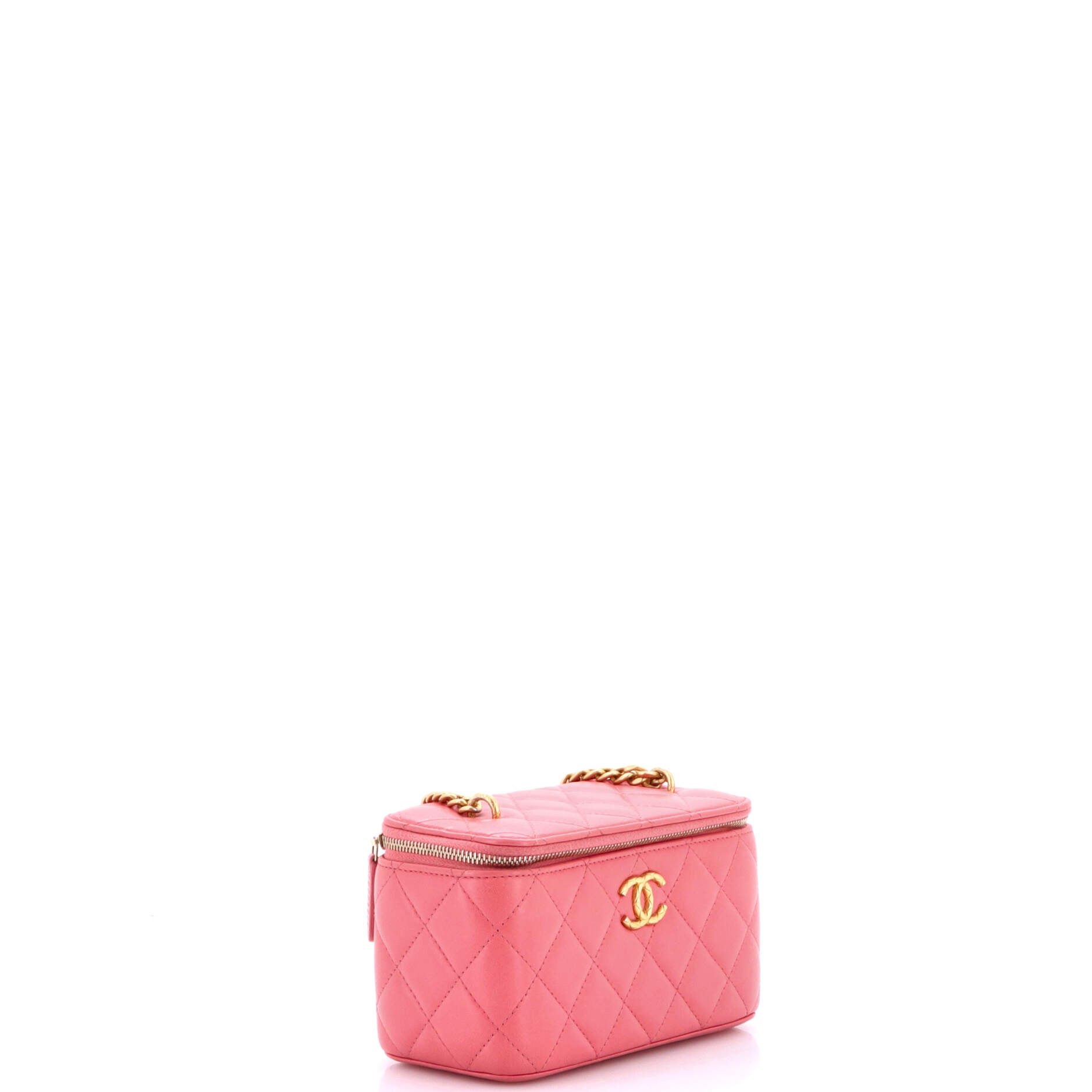 All Slide Long Vanity Case with Chain Quilted Lambskin Small
