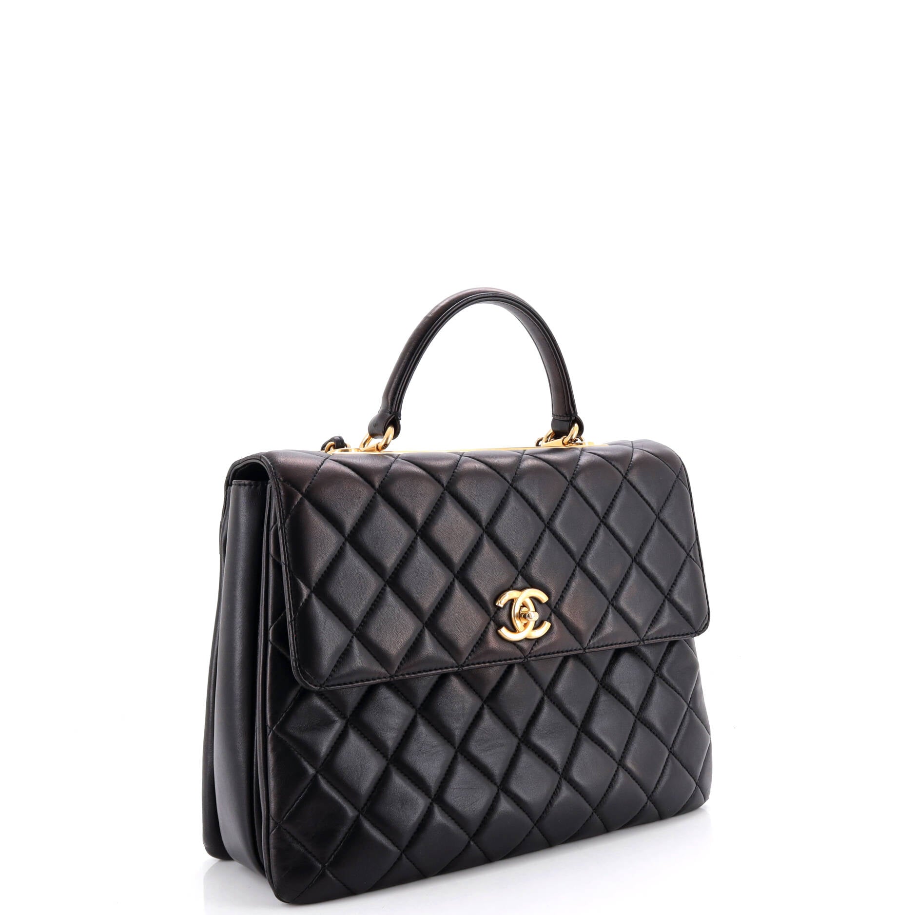 Trendy CC Top Handle Bag Quilted Lambskin Large