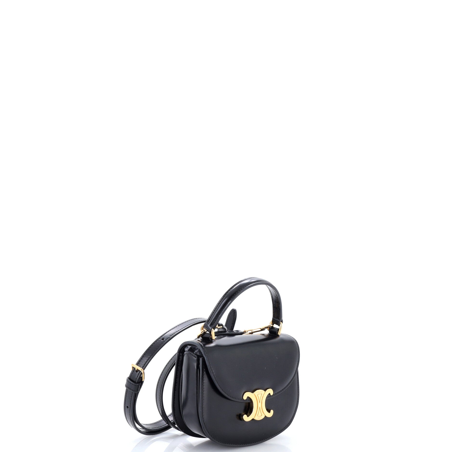 Triomphe Besace Clea Top Handle Flap Bag Leather Mini