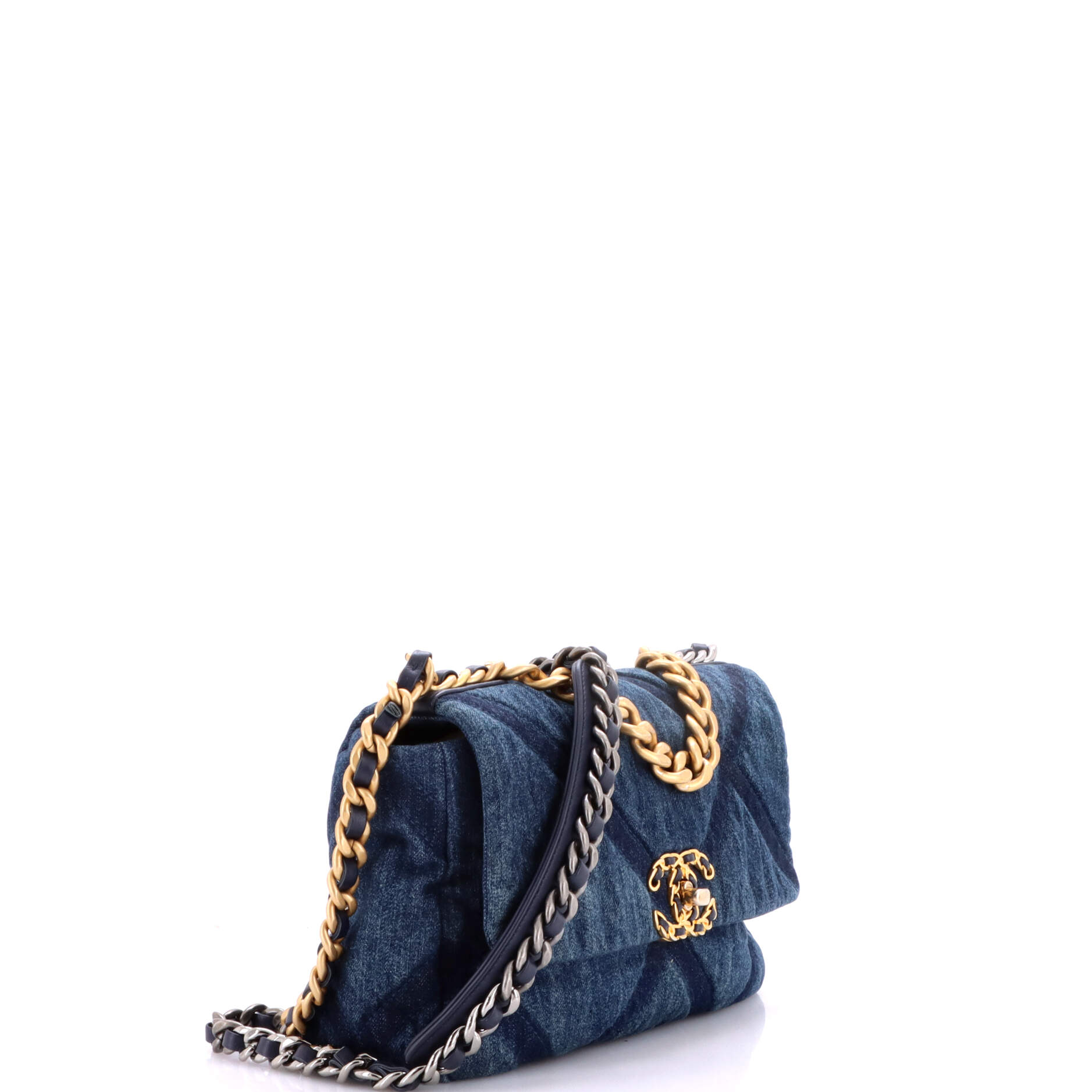19 Flap Bag Quilted Denim Medium