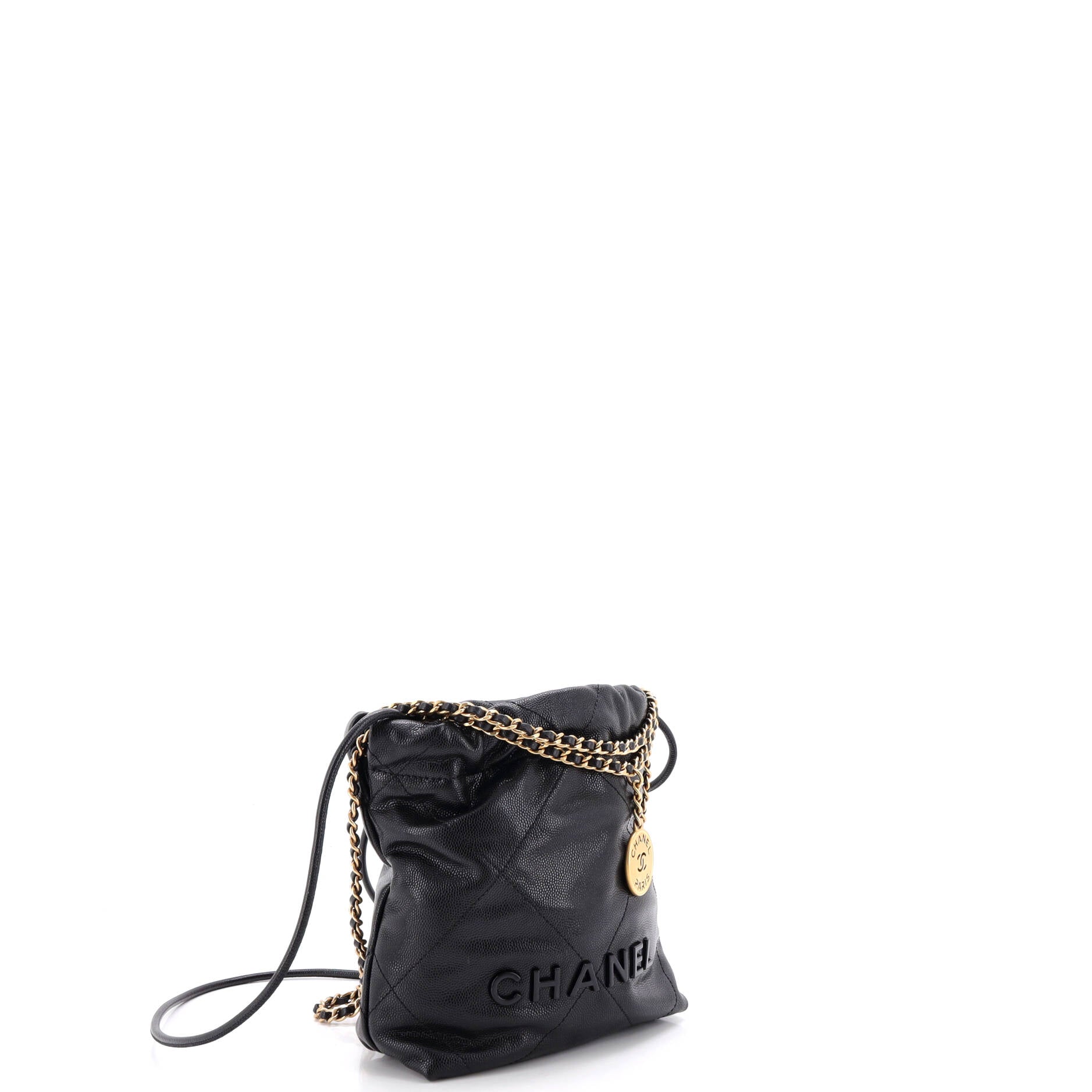 22 Chain Hobo Quilted Caviar Mini