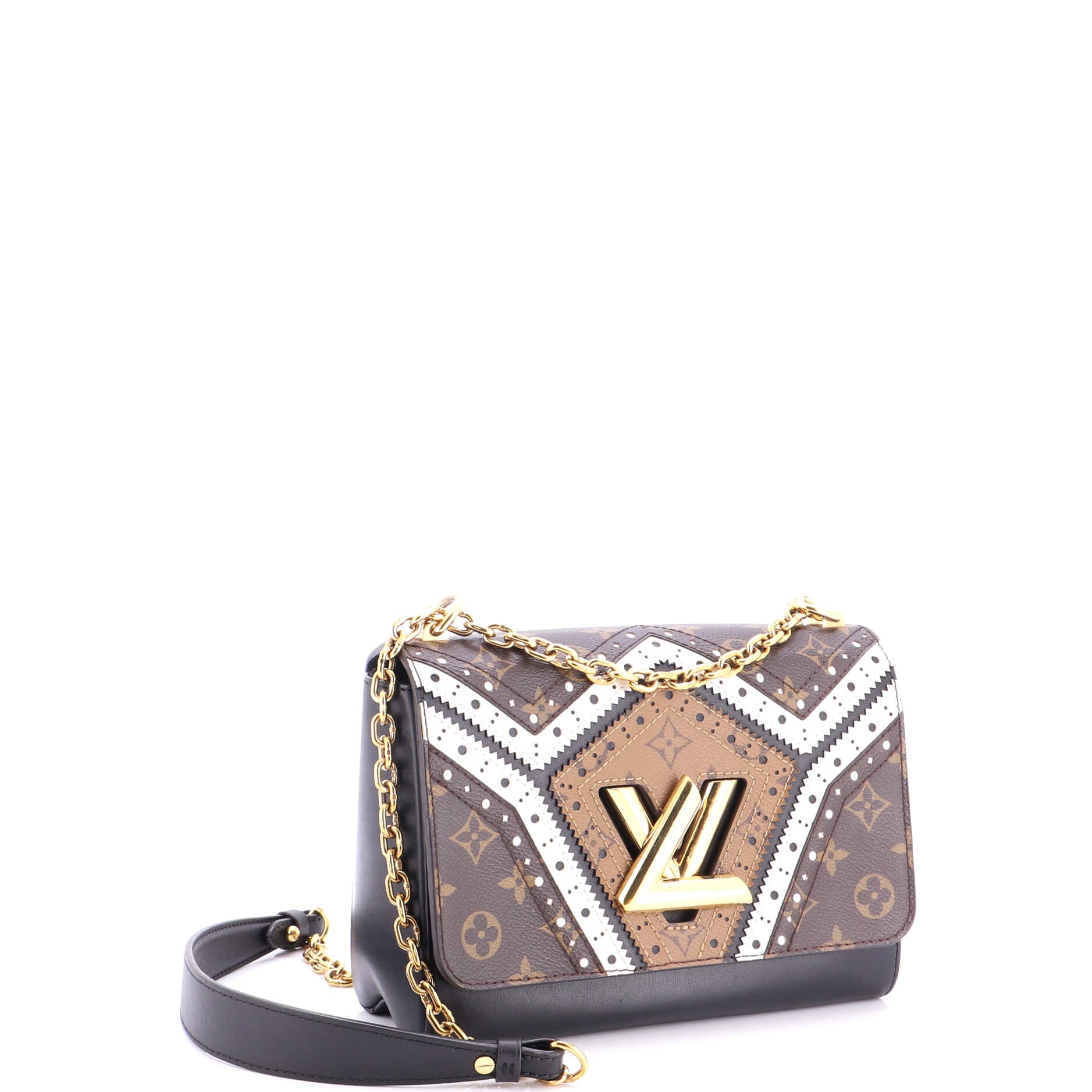 Twist Handbag Limited Edition Brogue Reverse Monogram Canvas and Leather MM